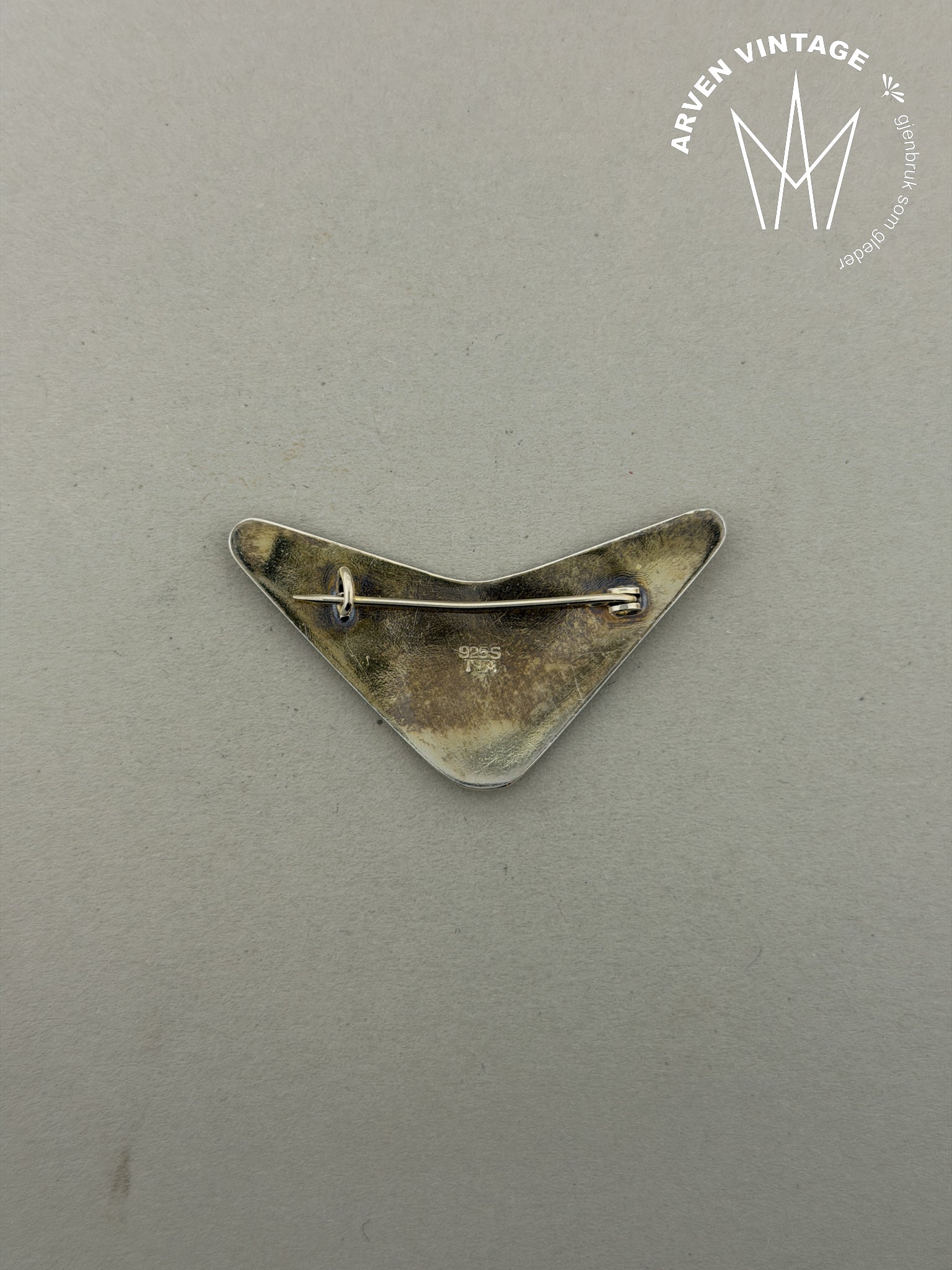 Vintage sølv emaljebrosje