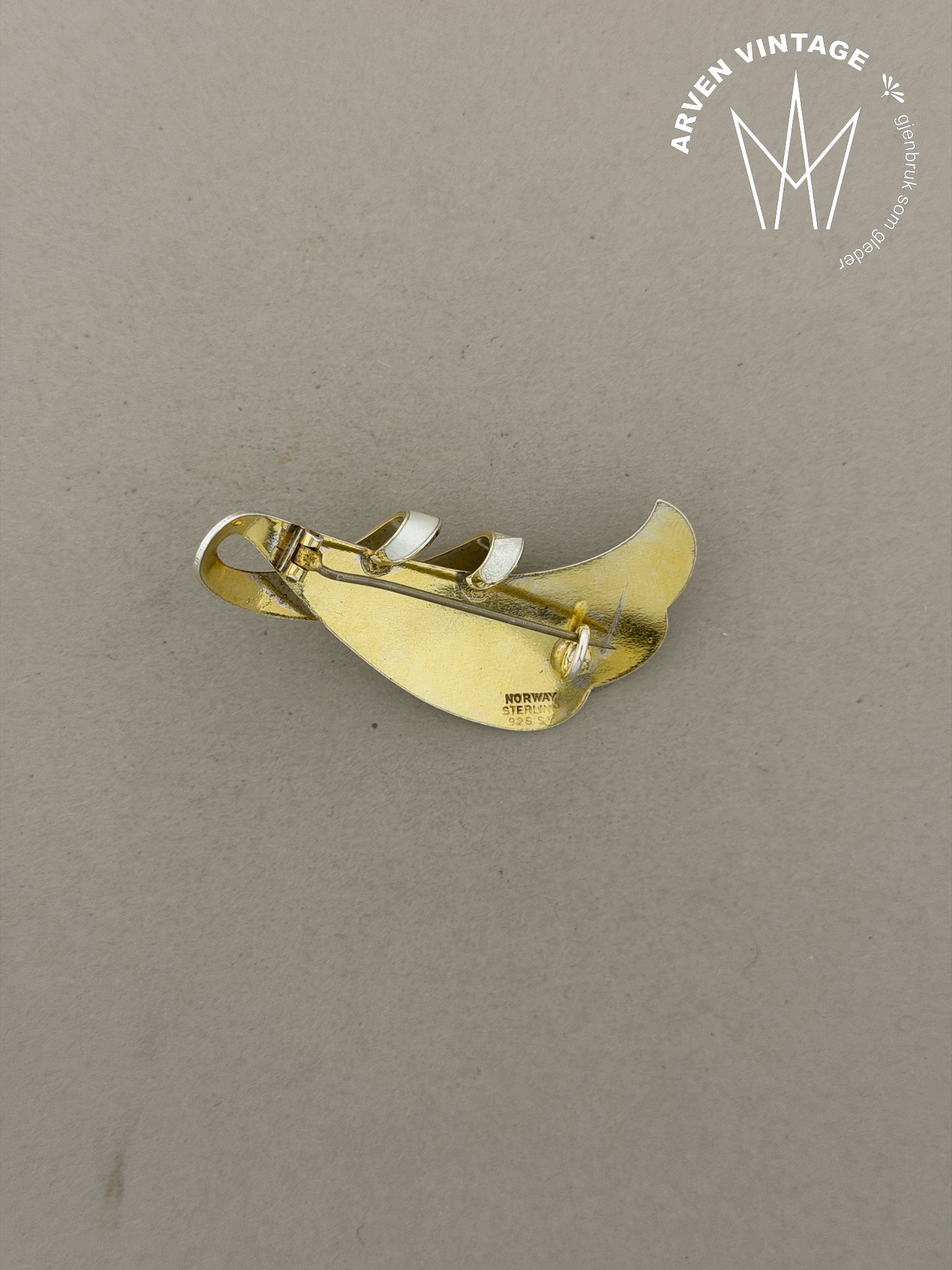 Vintage sølv emaljebrosje