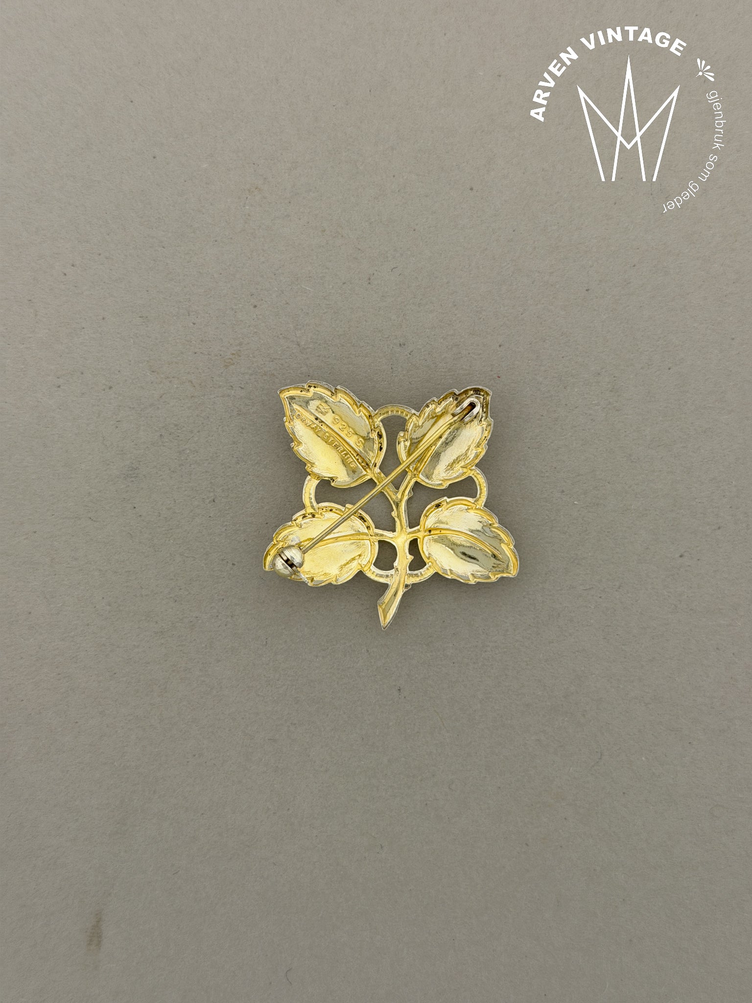 Vintage sølv emaljebrosje