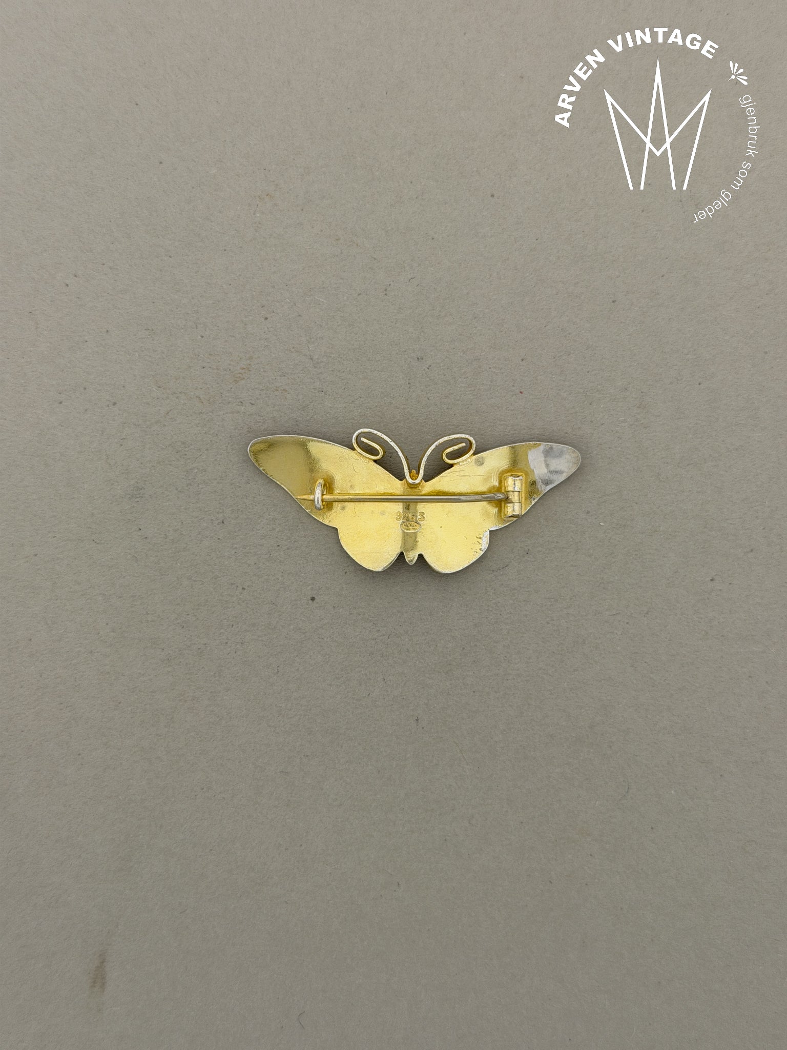 Vintage sølv emaljebrosje