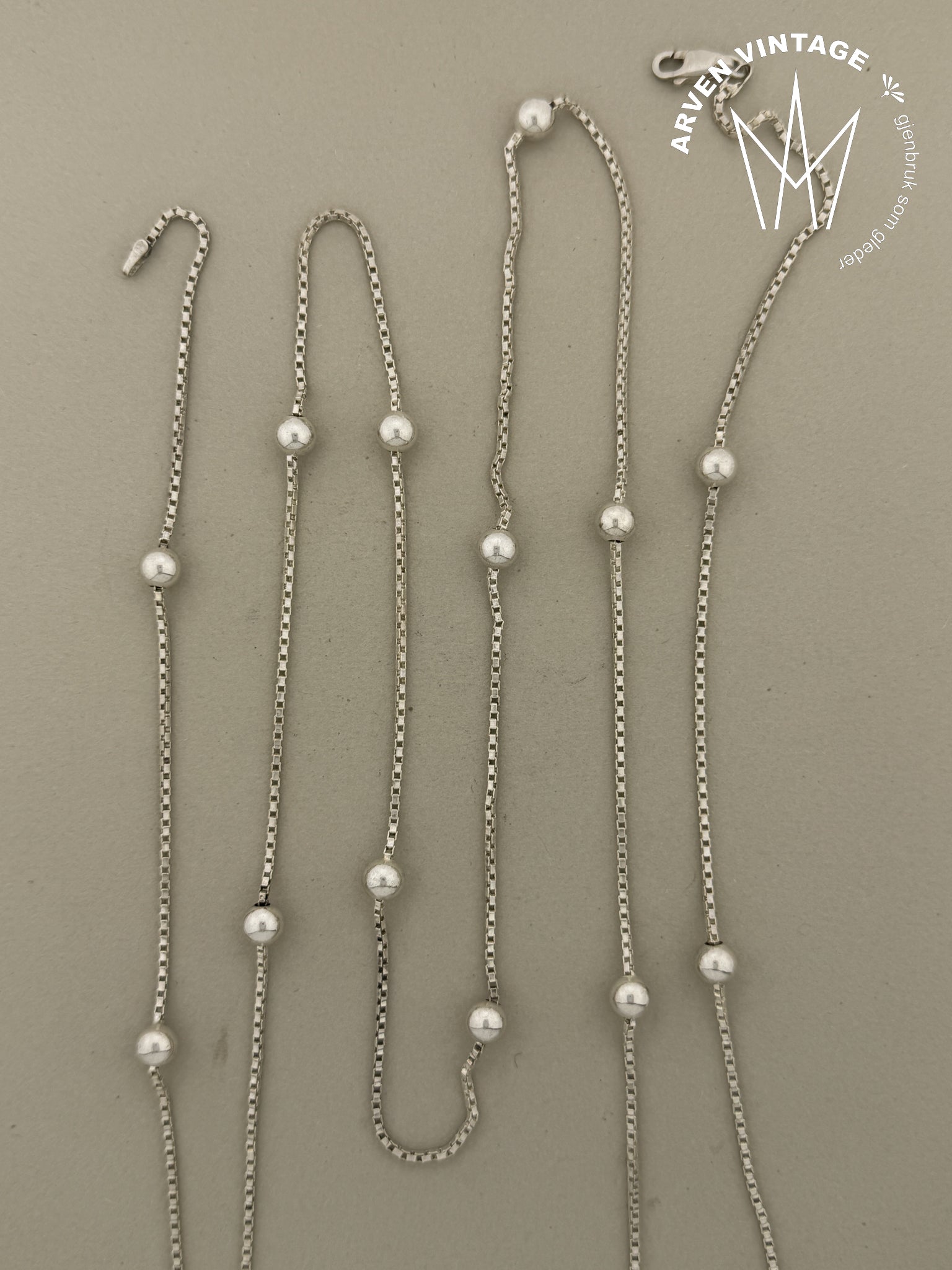 Vintage sølv halskjede 120cm