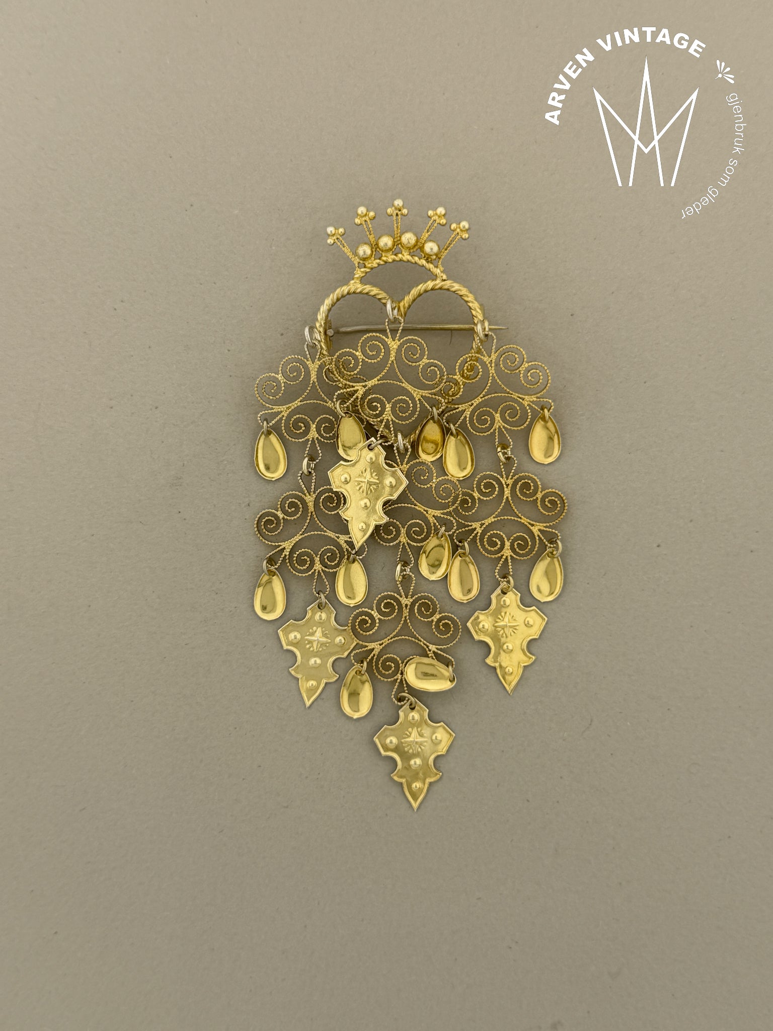 Vintage forgylt hjertesølje