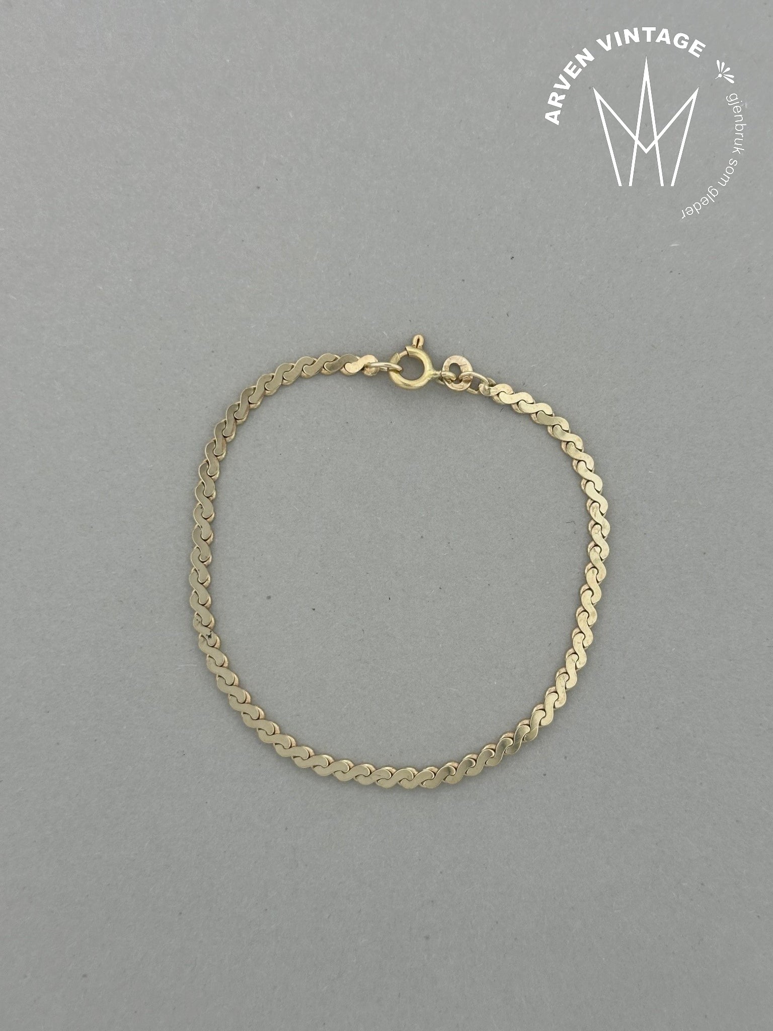 Vintage armbånd gult gull 17cm