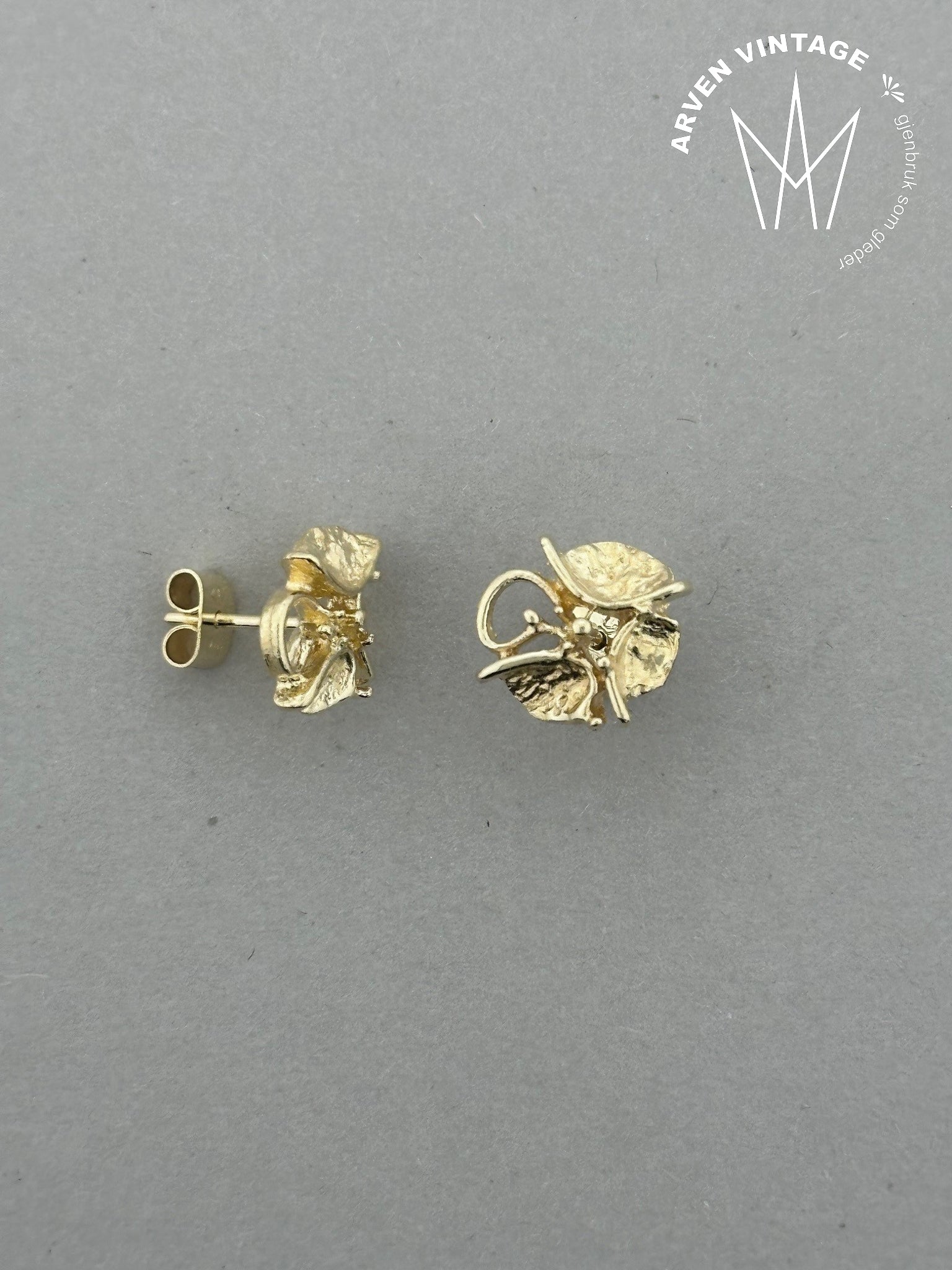 Vintage ørepynt gult gull