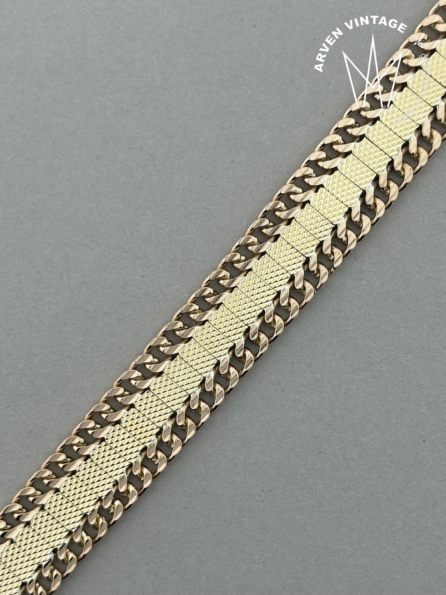 Vintage armbånd 18K gult gull 19cm