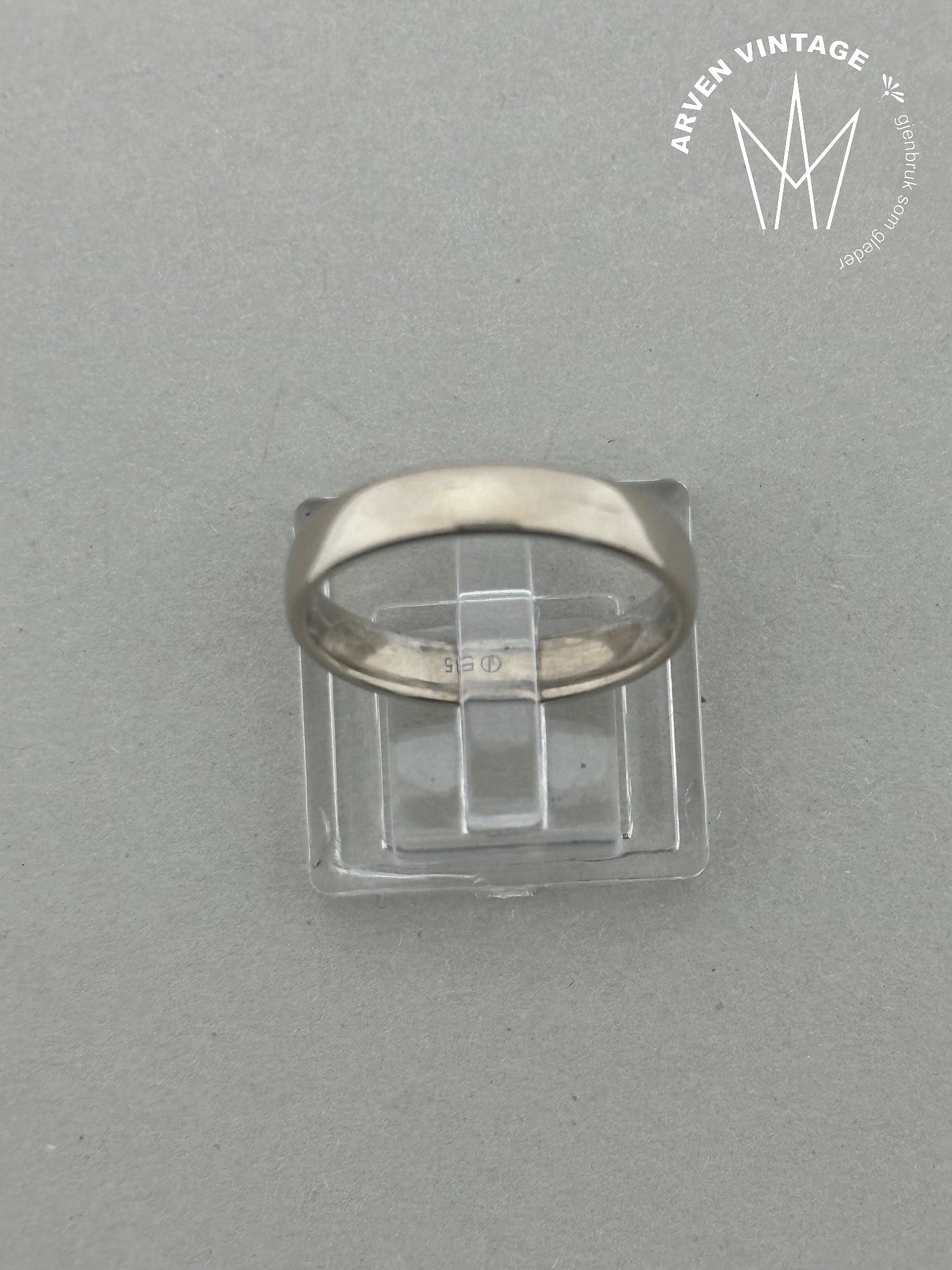 Vintage glatt ring gult gull str 57