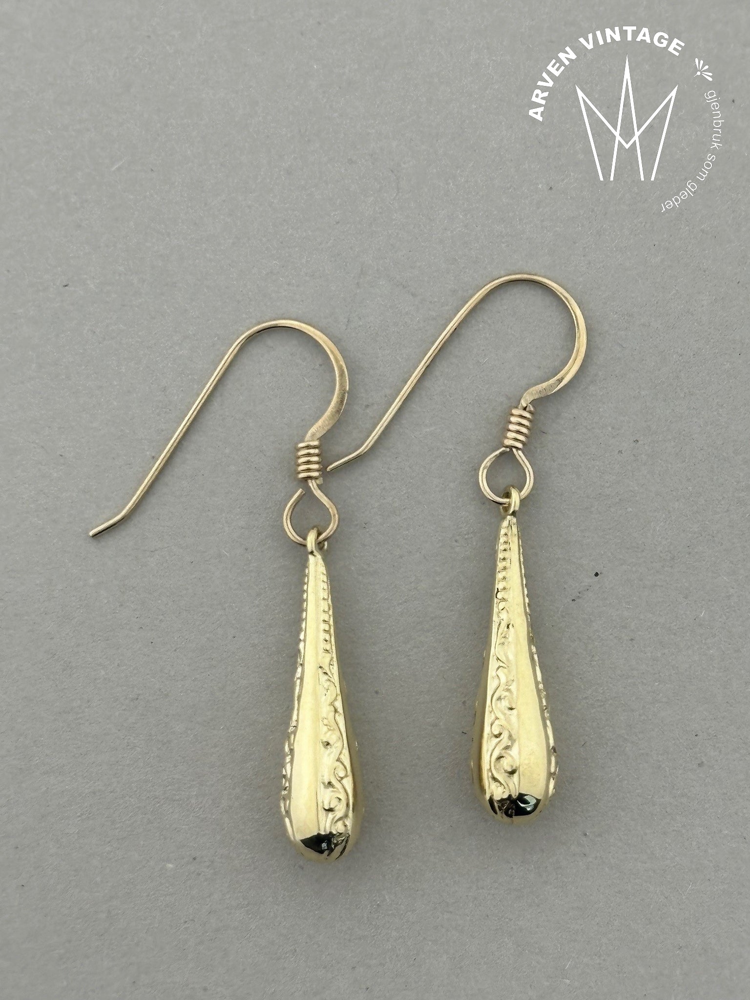 Vintage ørepynt gult gull