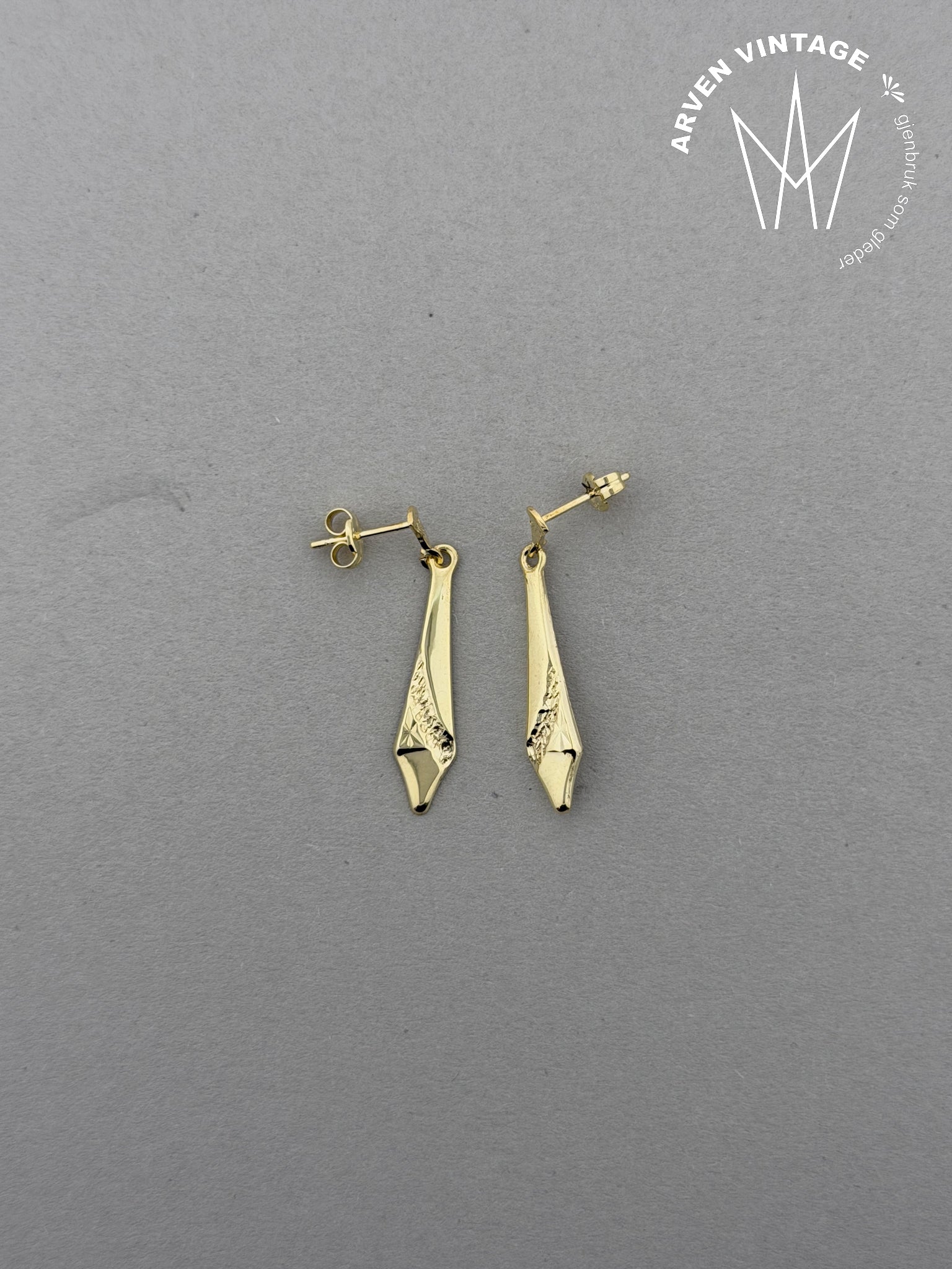 Vintage ørepynt gult gull