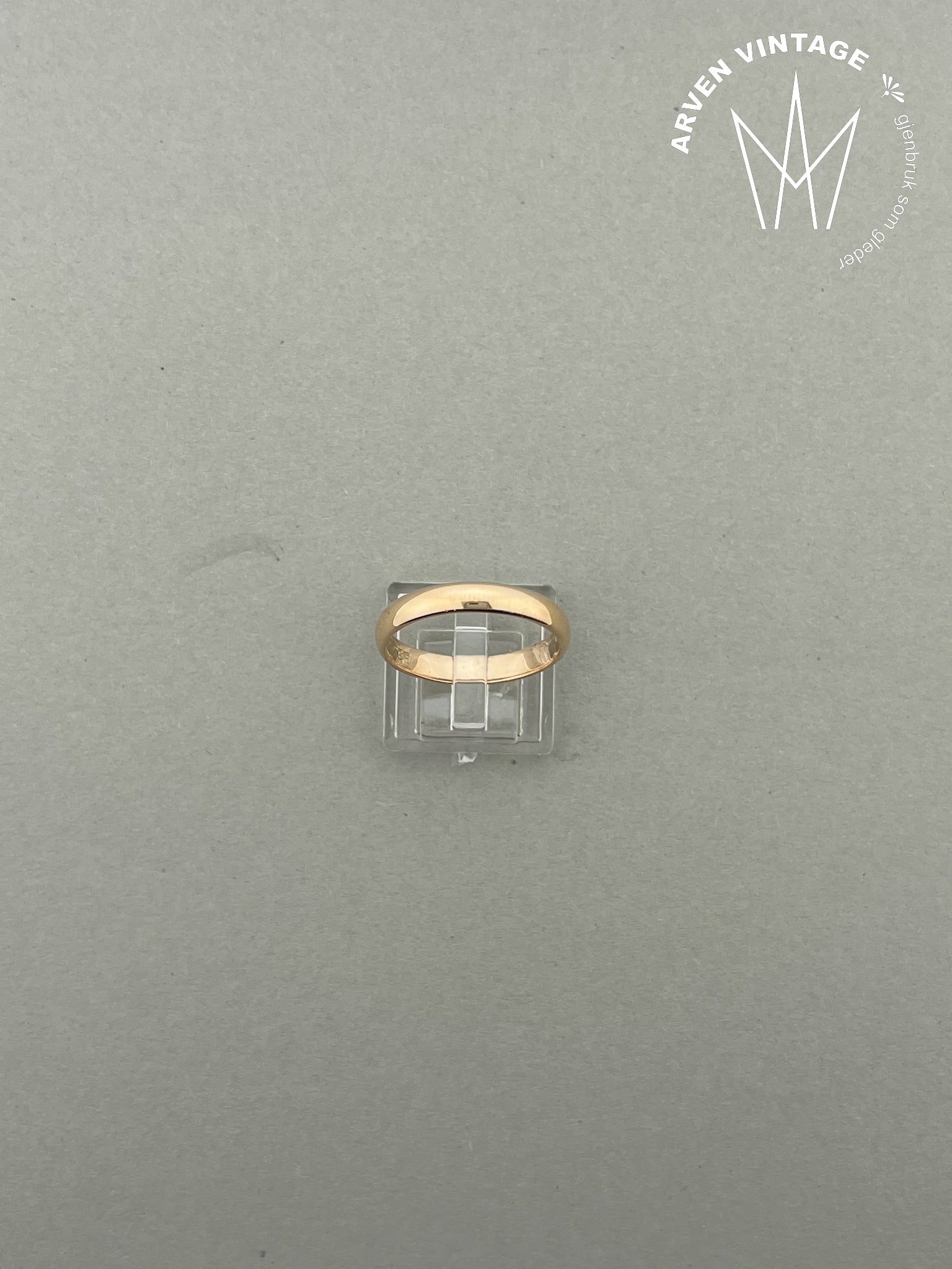 Vintage glatt ring gult gull str 63