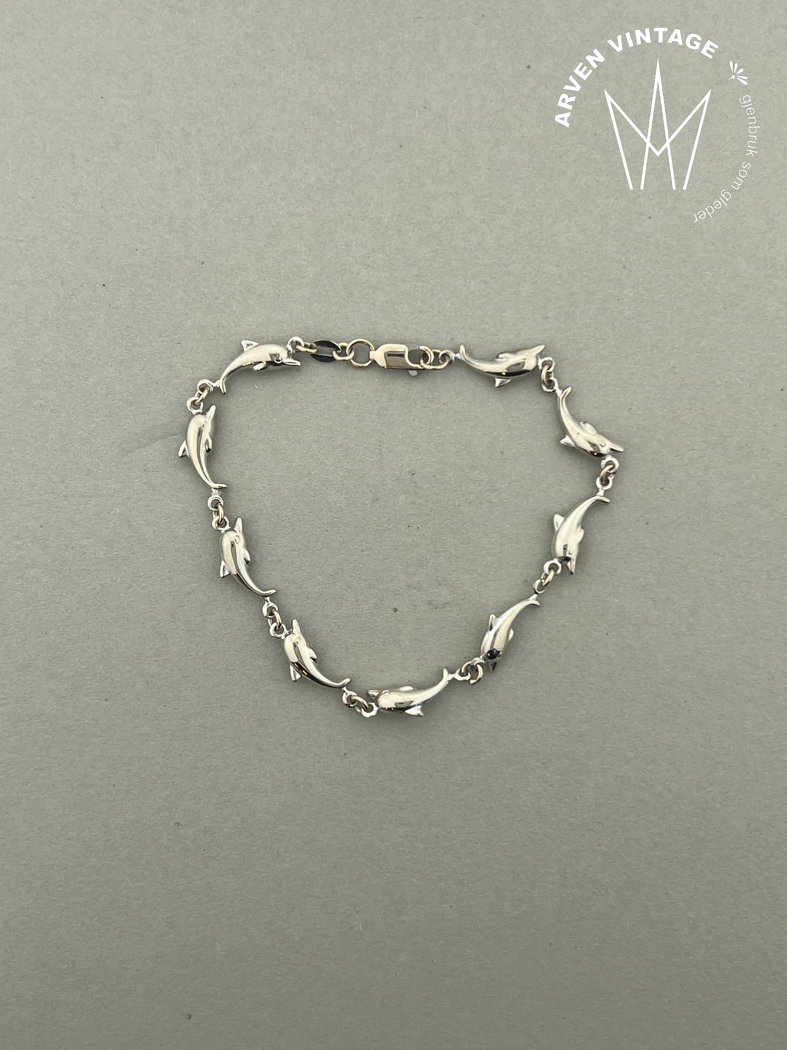 Vintage armbånd 18K hvitt gull 19cm