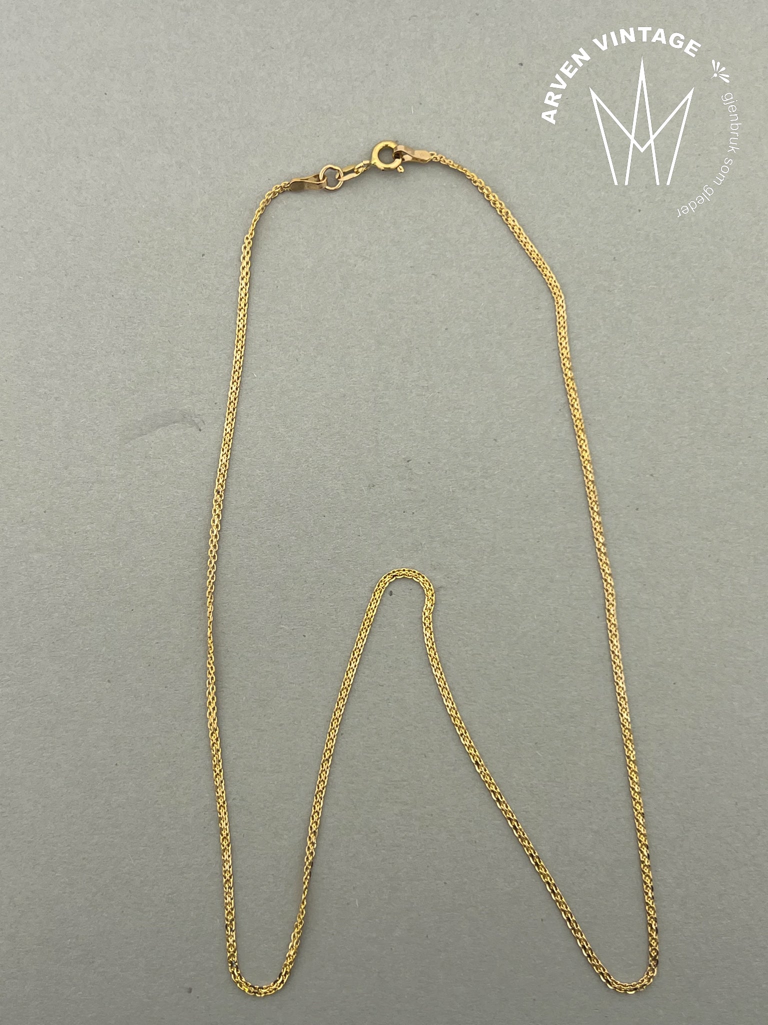 Vintage halskjede 21K gult gull 44cm
