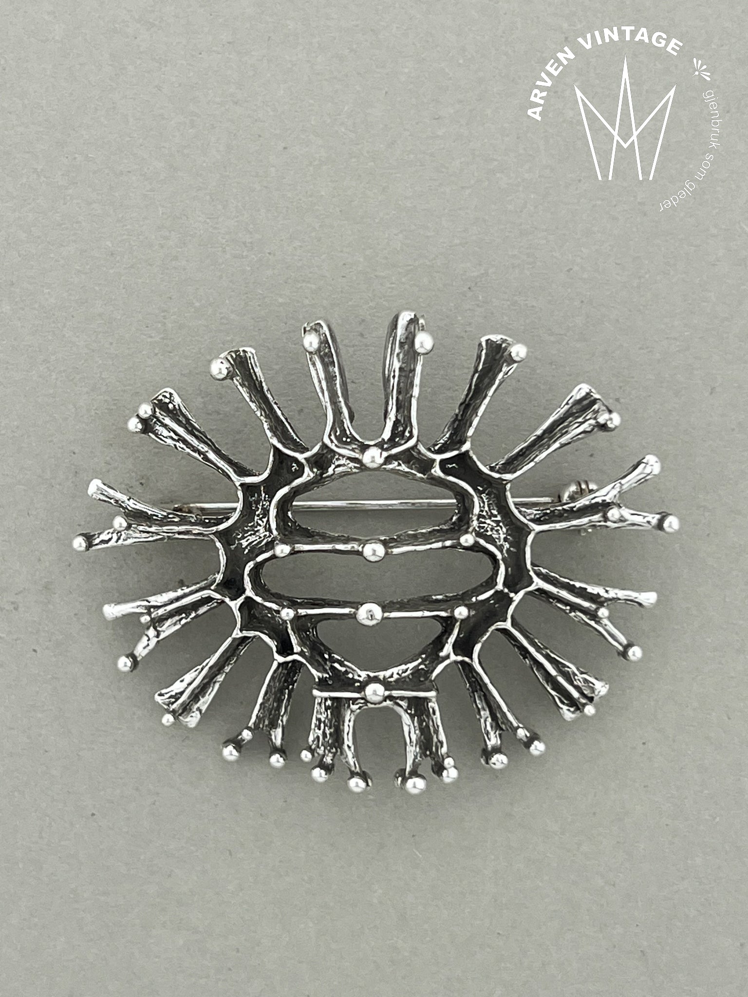 Vintage Else & Paul oksidert sølvbrosje