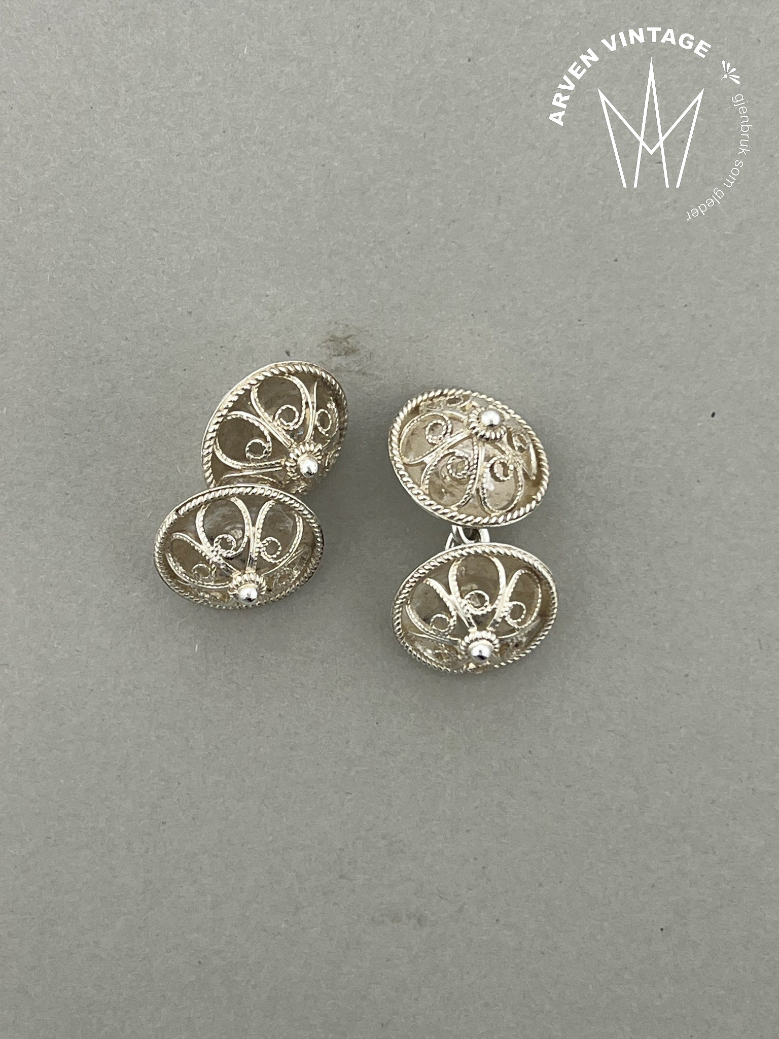 Vintage sølv mansjettknapper til bunad