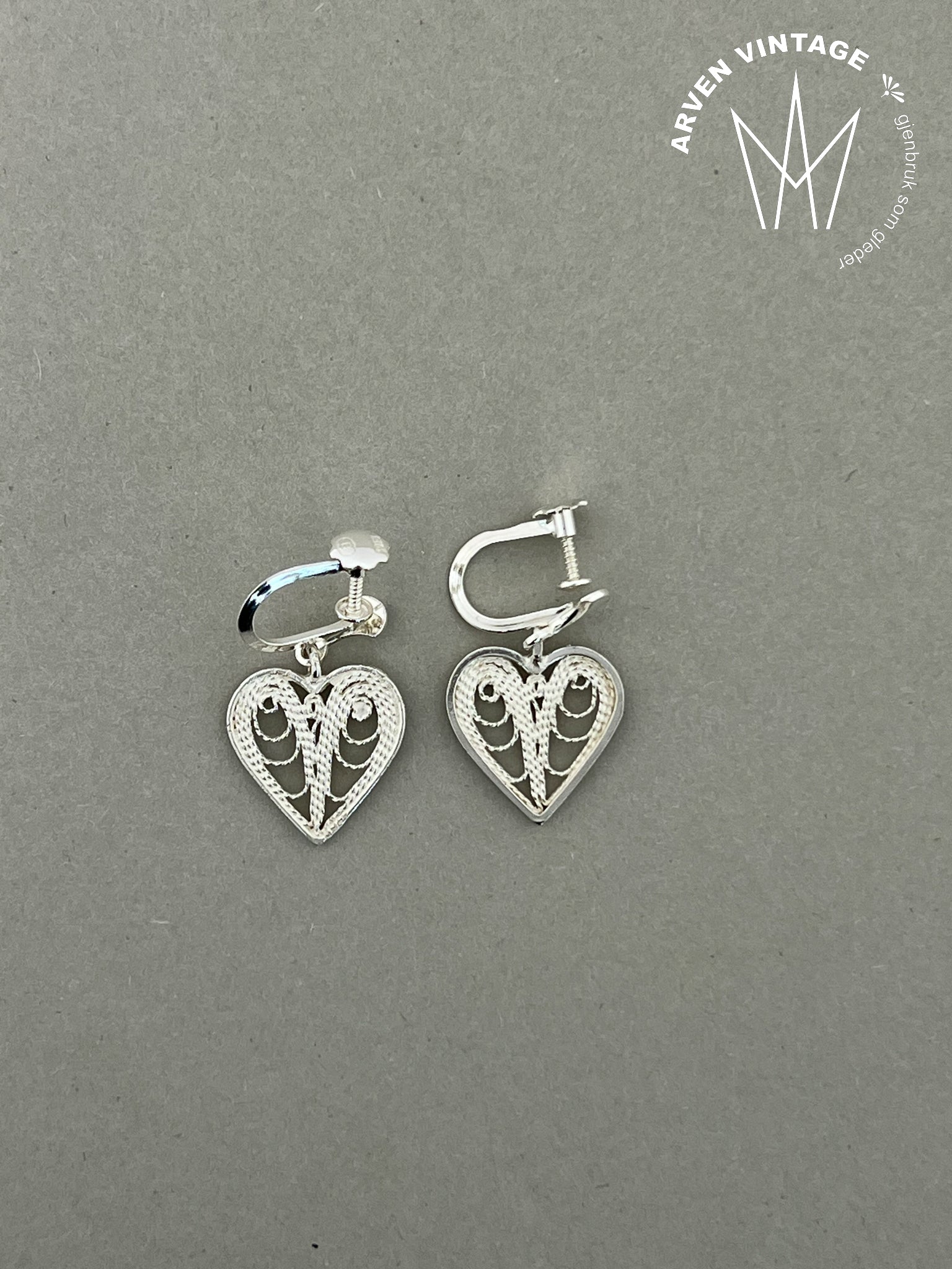 Vintage sølv ørepynt med skrufeste