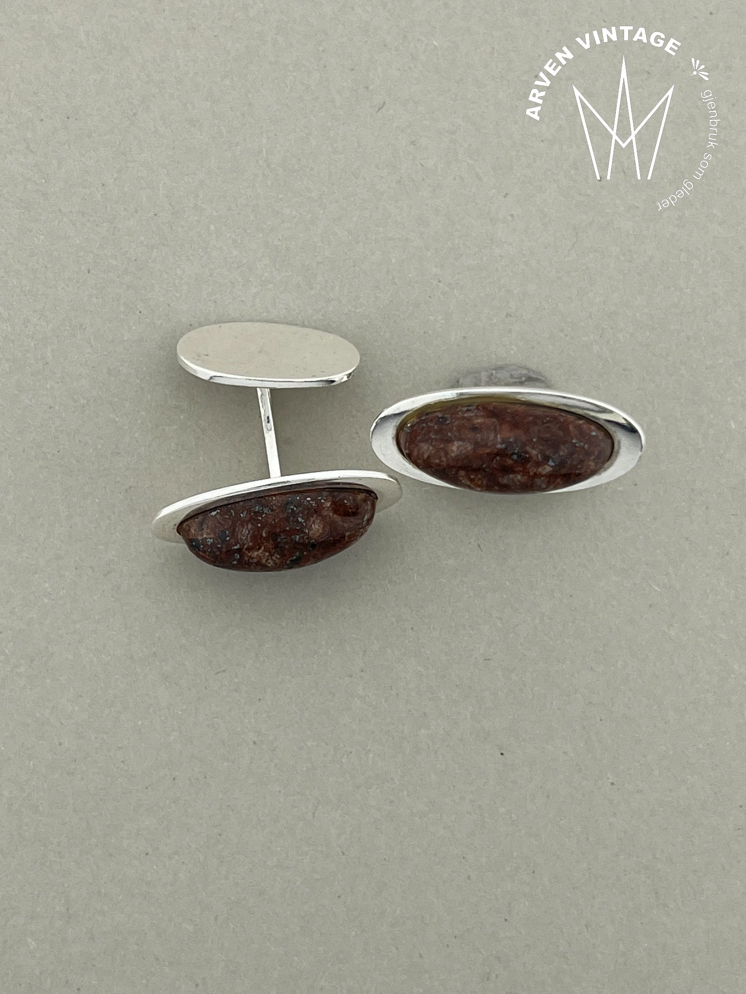 Vintage sølv mansjettknapper med sten