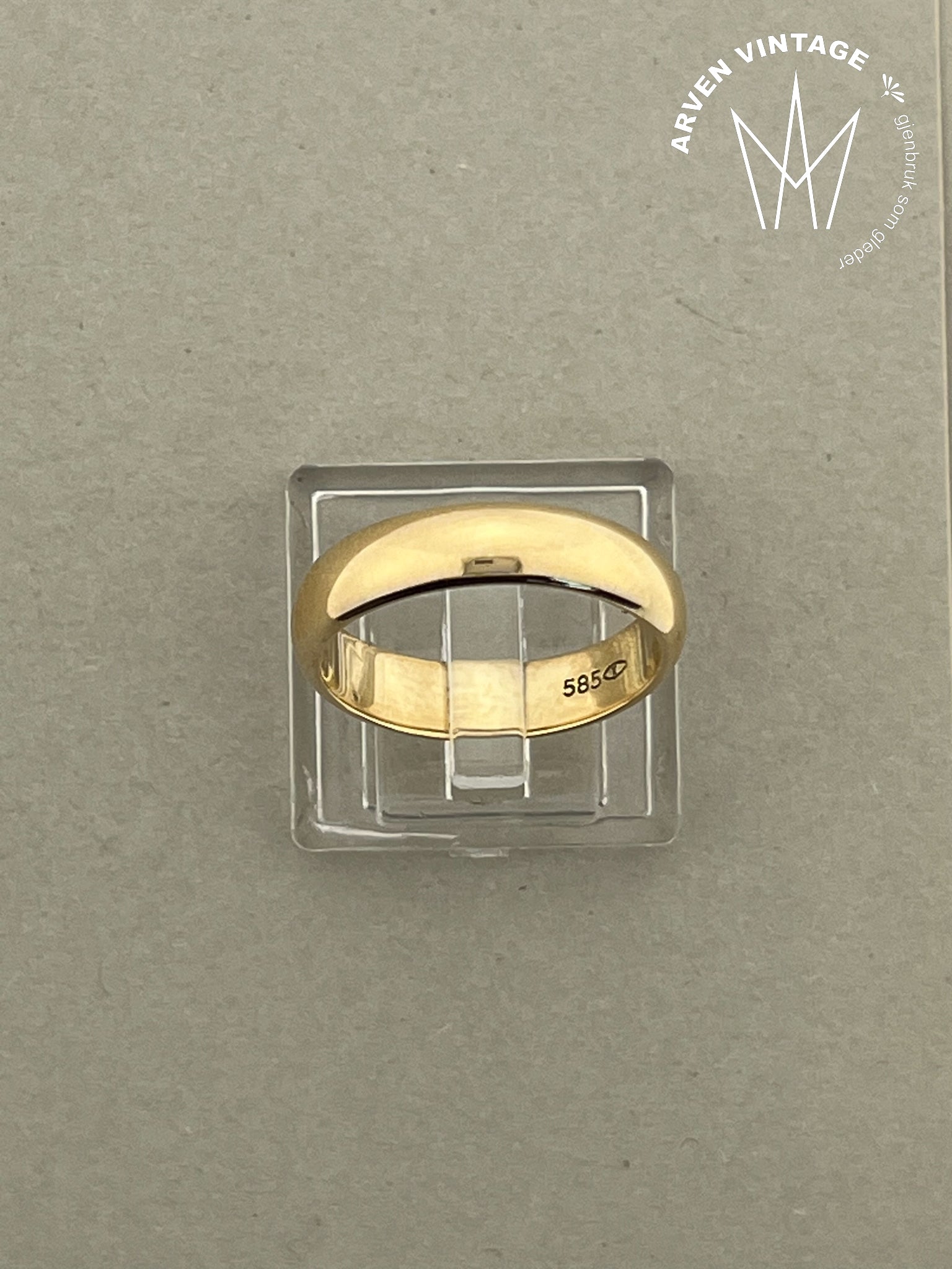 Vintage glatt ring gult gull str55