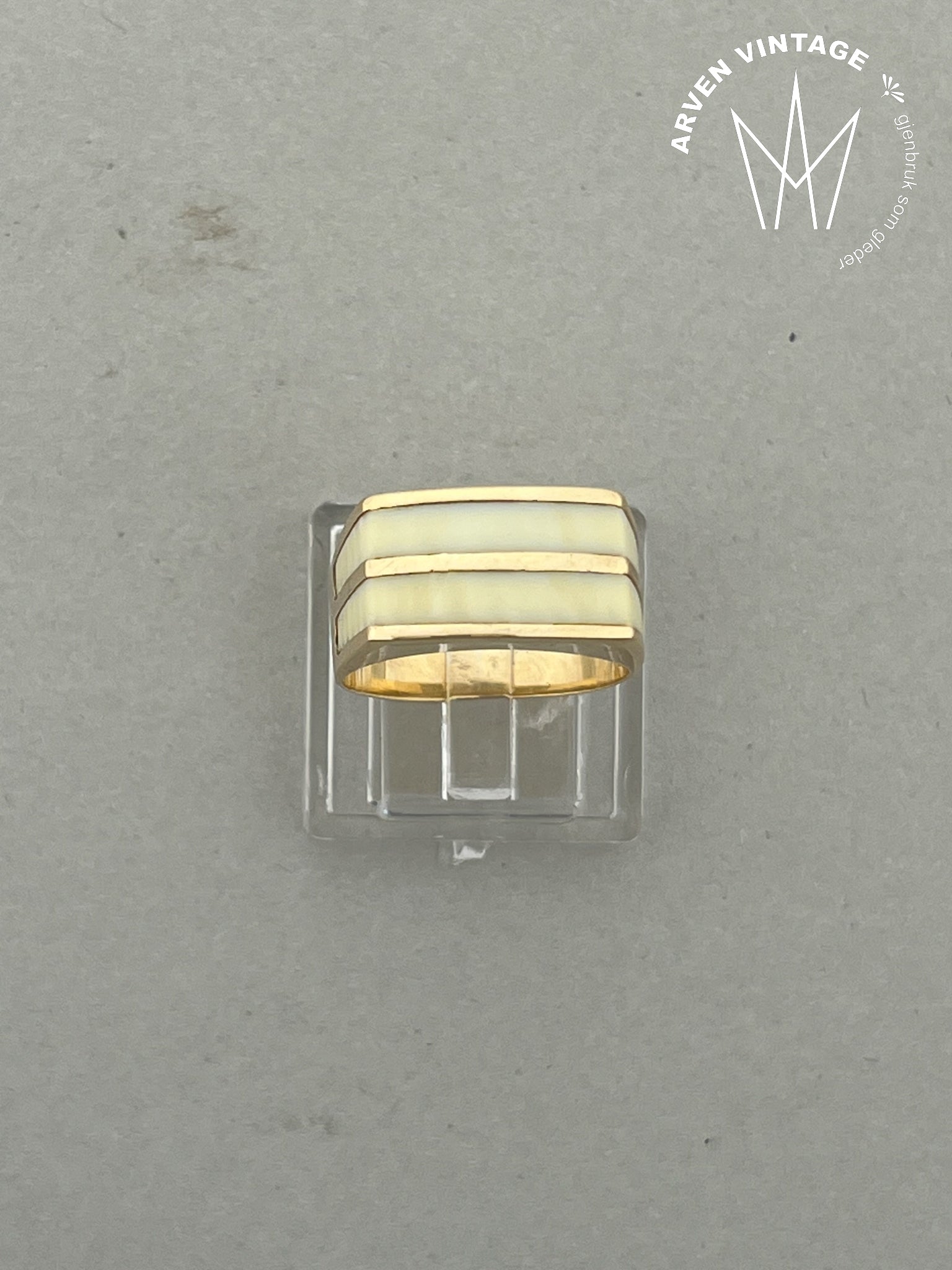 Vintage ring gult gull str 52