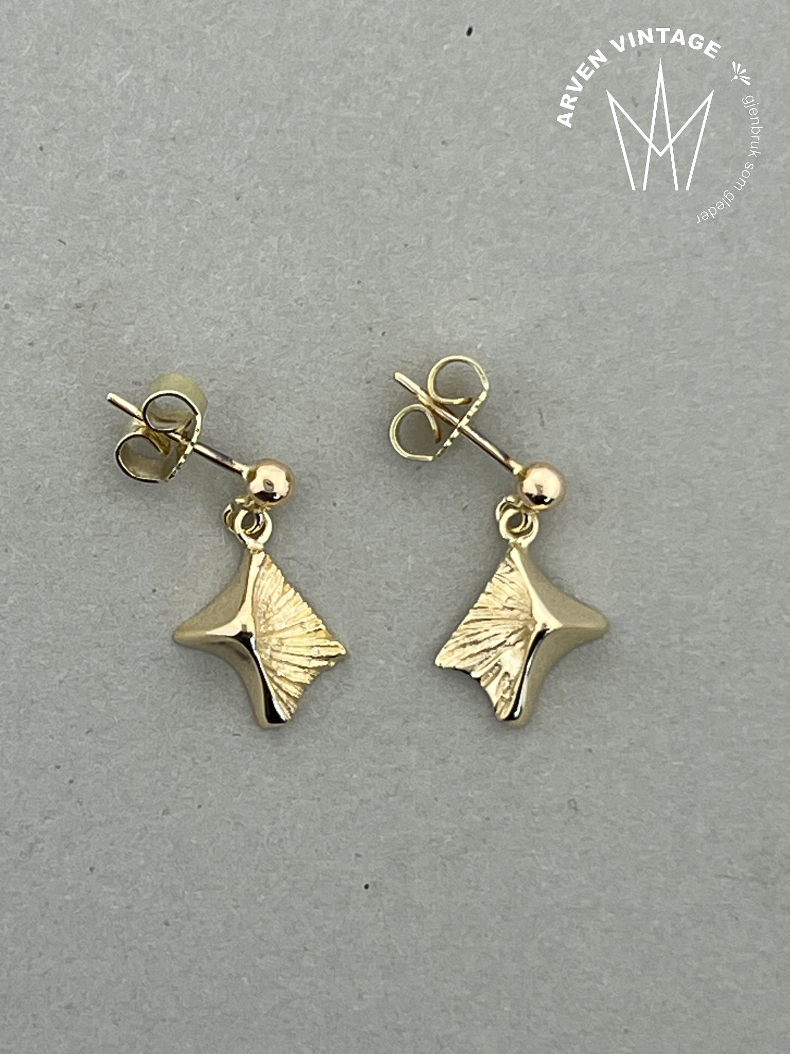 Vintage ørepynt gult gull