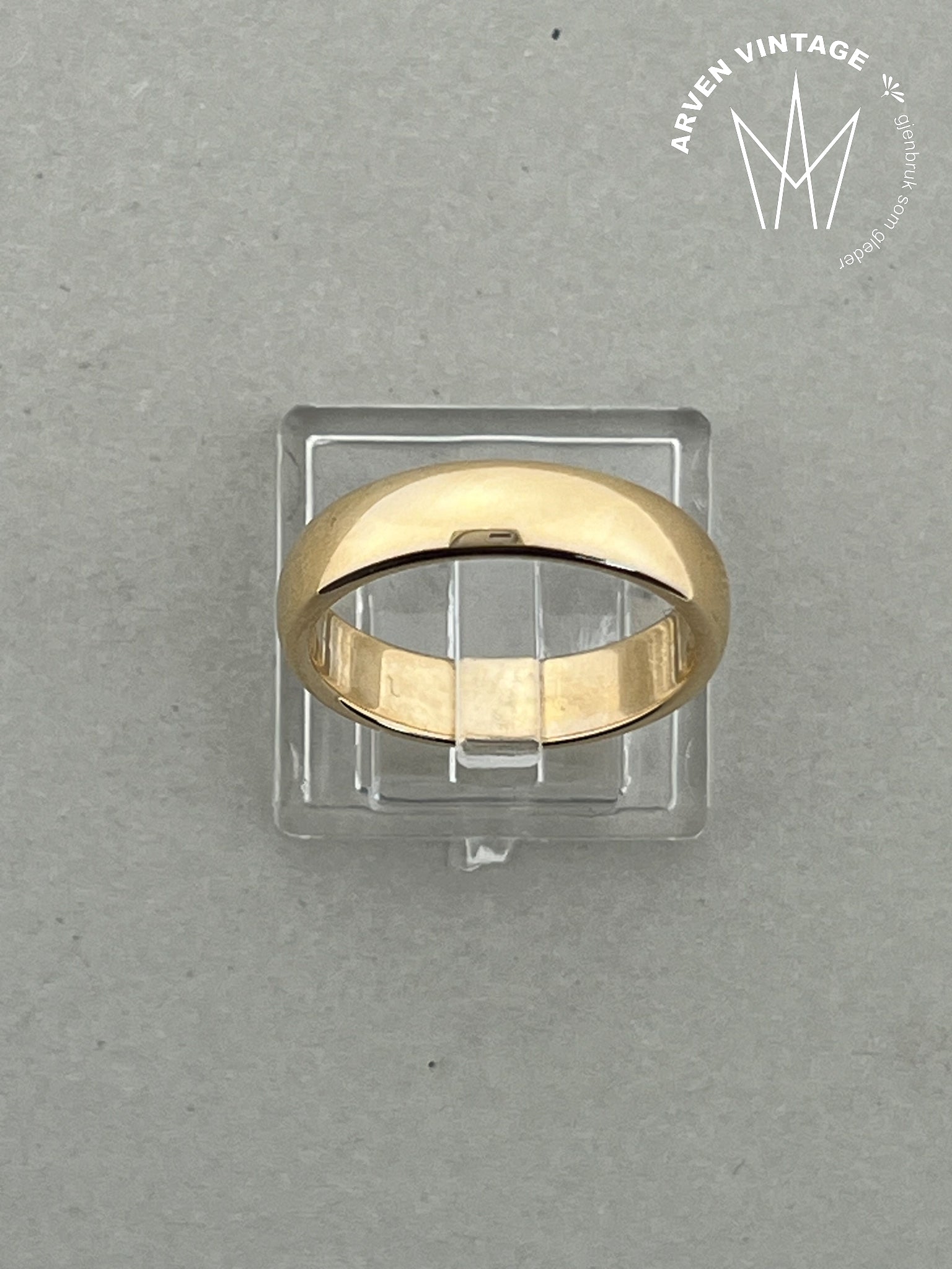 Vintage glatt ring gult gull str 55
