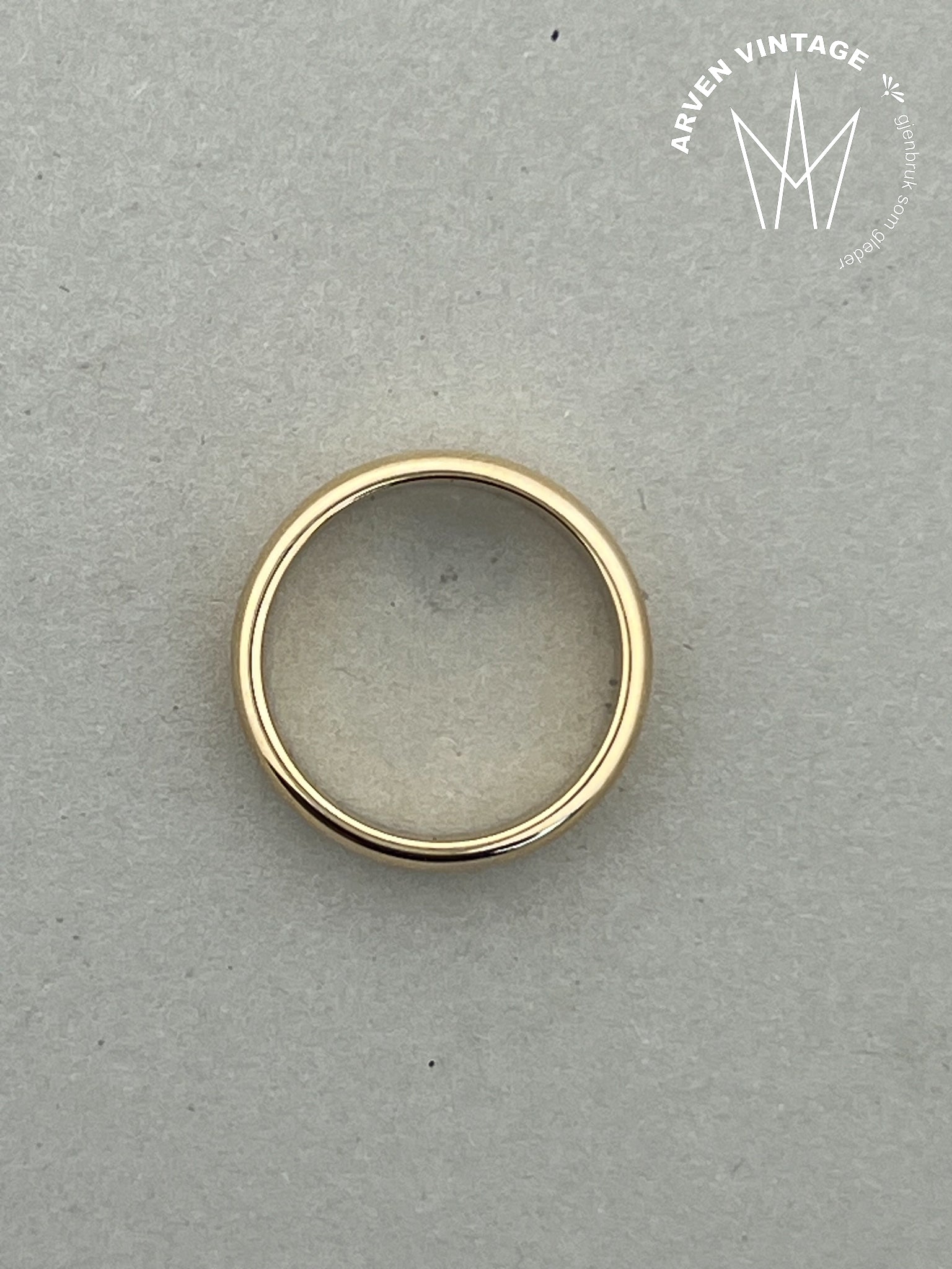 Vintage glatt ring gult gull str 55