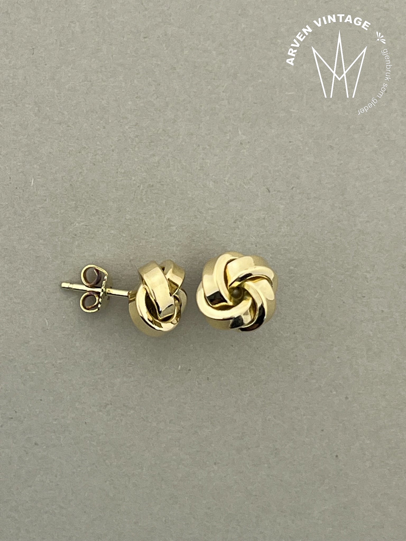 Vintage knuteørepynt gult gull