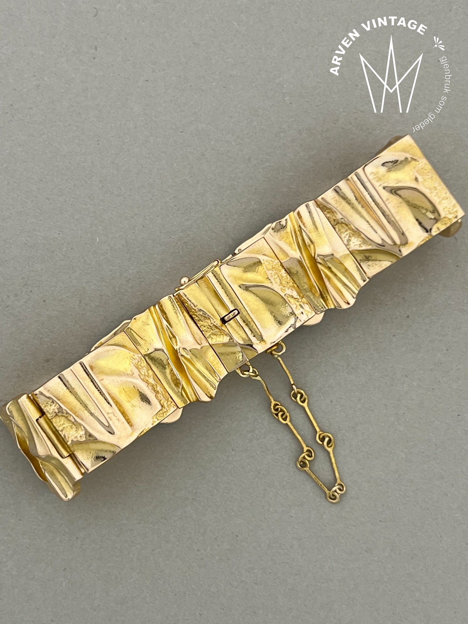 Vintage Lapponia armbånd gult gull 17cm