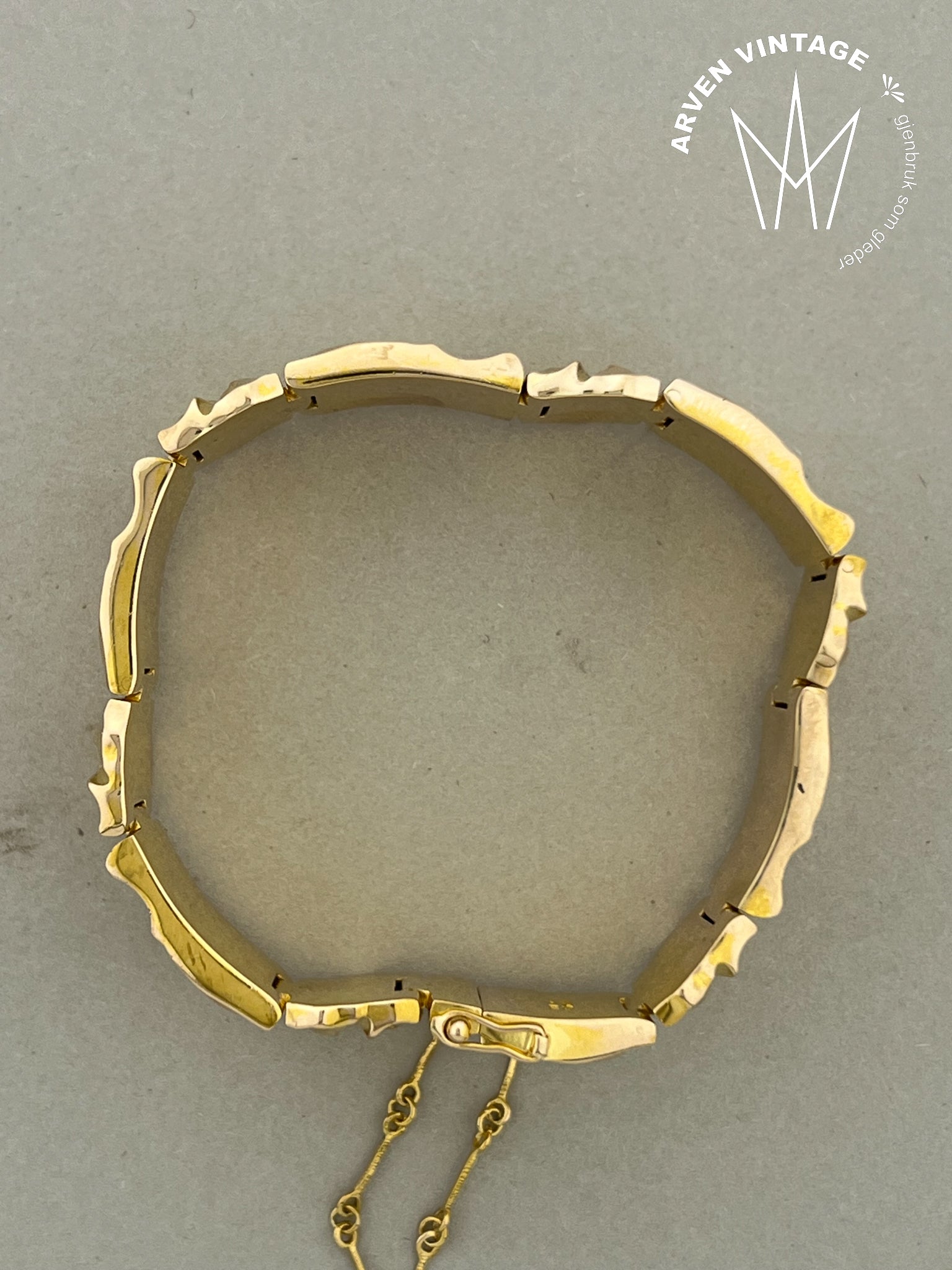Vintage Lapponia armbånd gult gull 17cm
