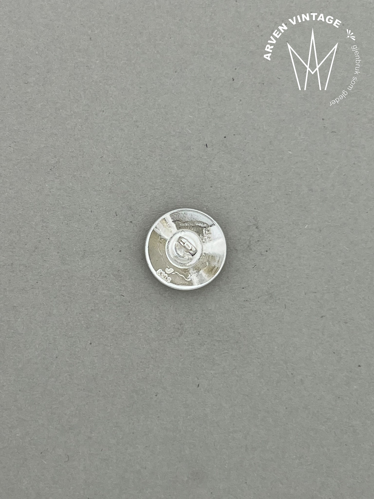 Vintage blank sølvknapp 1,6cm