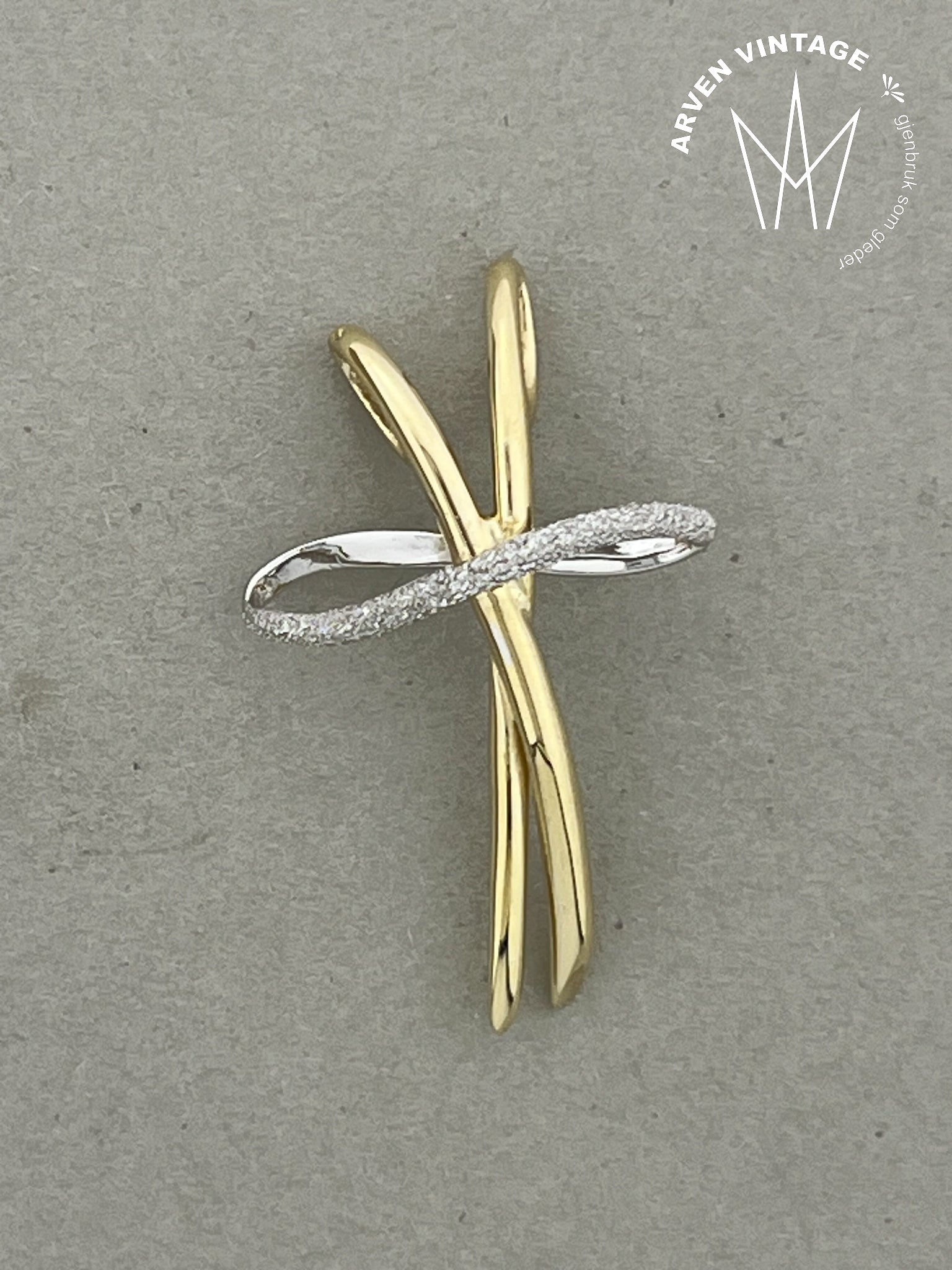 Vintage anheng gult gull med hvitt gull