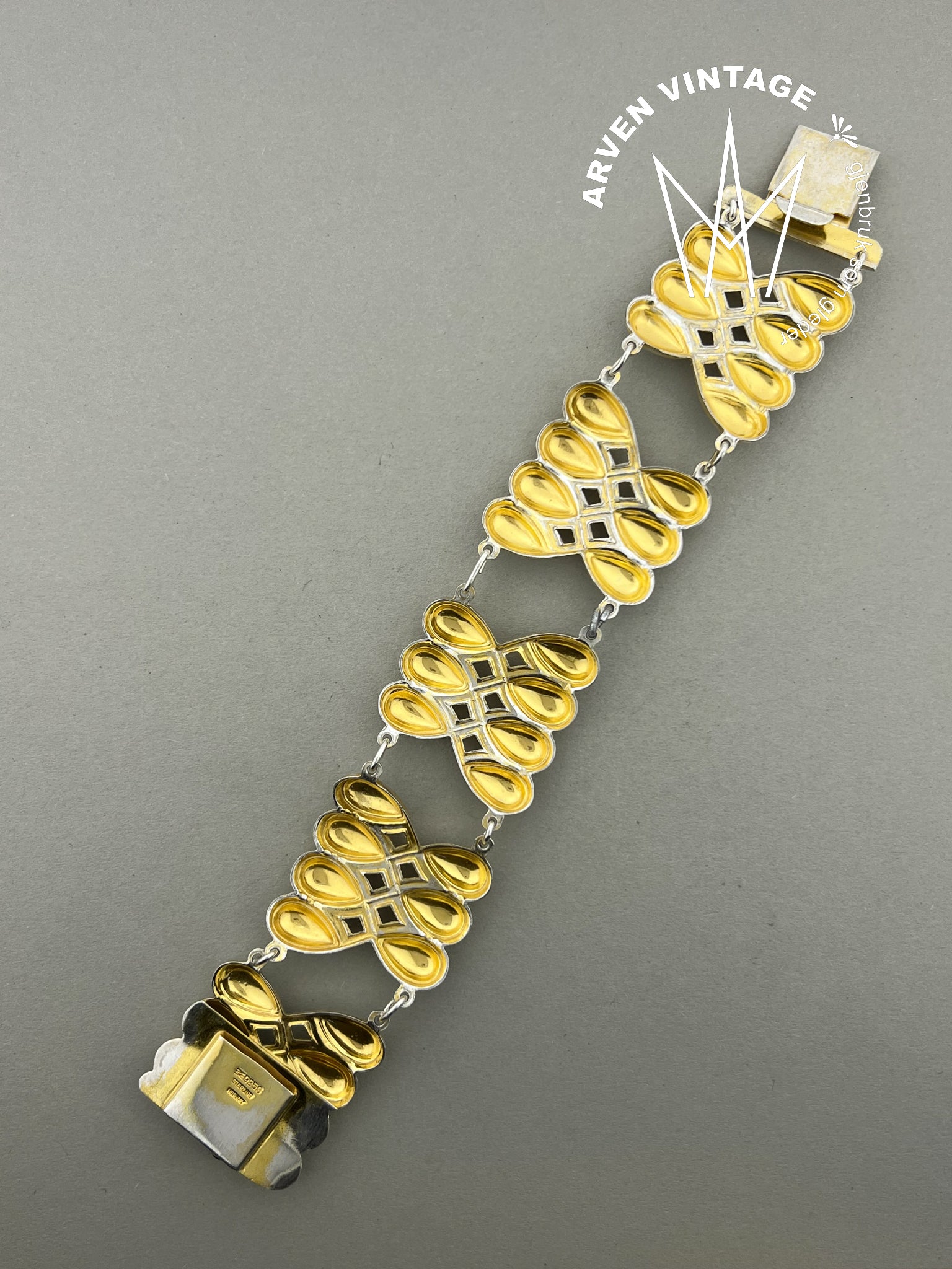 Vintage forgylt sølv emalje armbånd