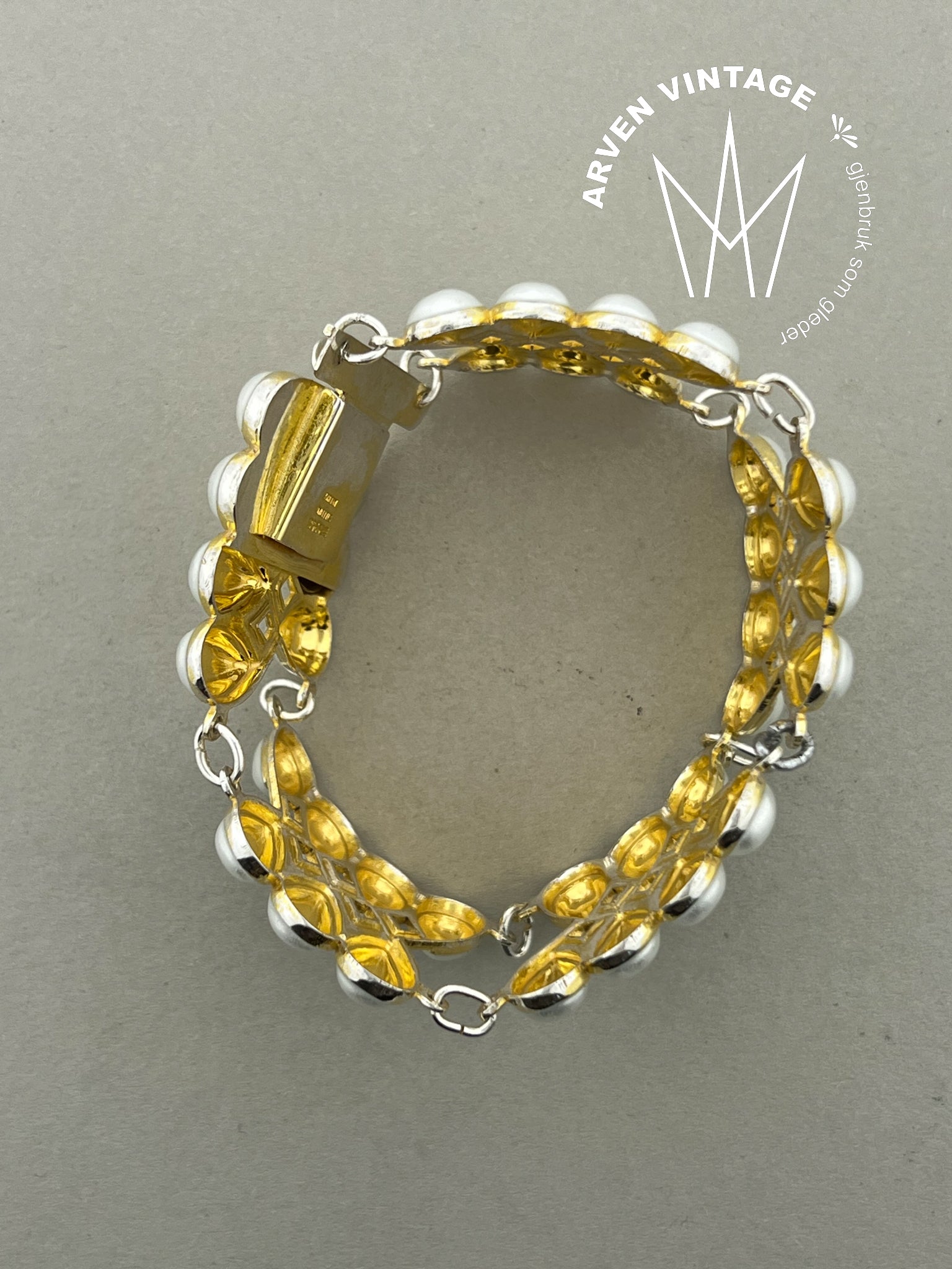 Vintage forgylt sølv emalje armbånd