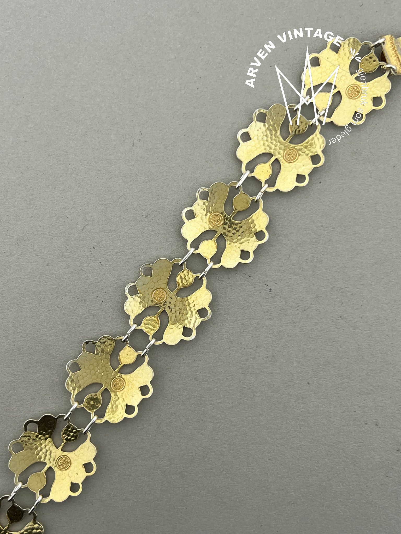 Vintage forgylt sølv emalje armbånd