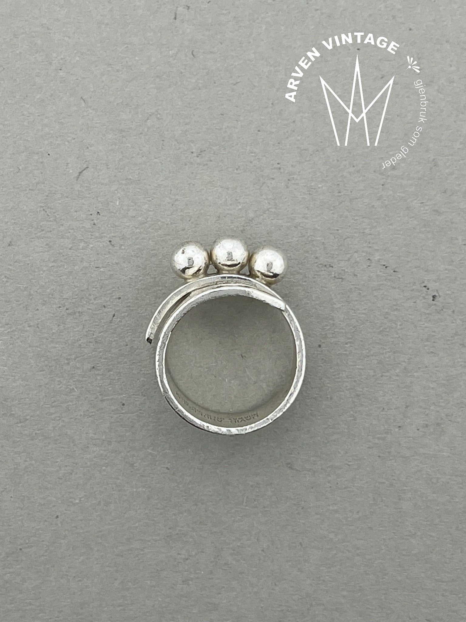 Vintage Uni D-A sølvring str. 50