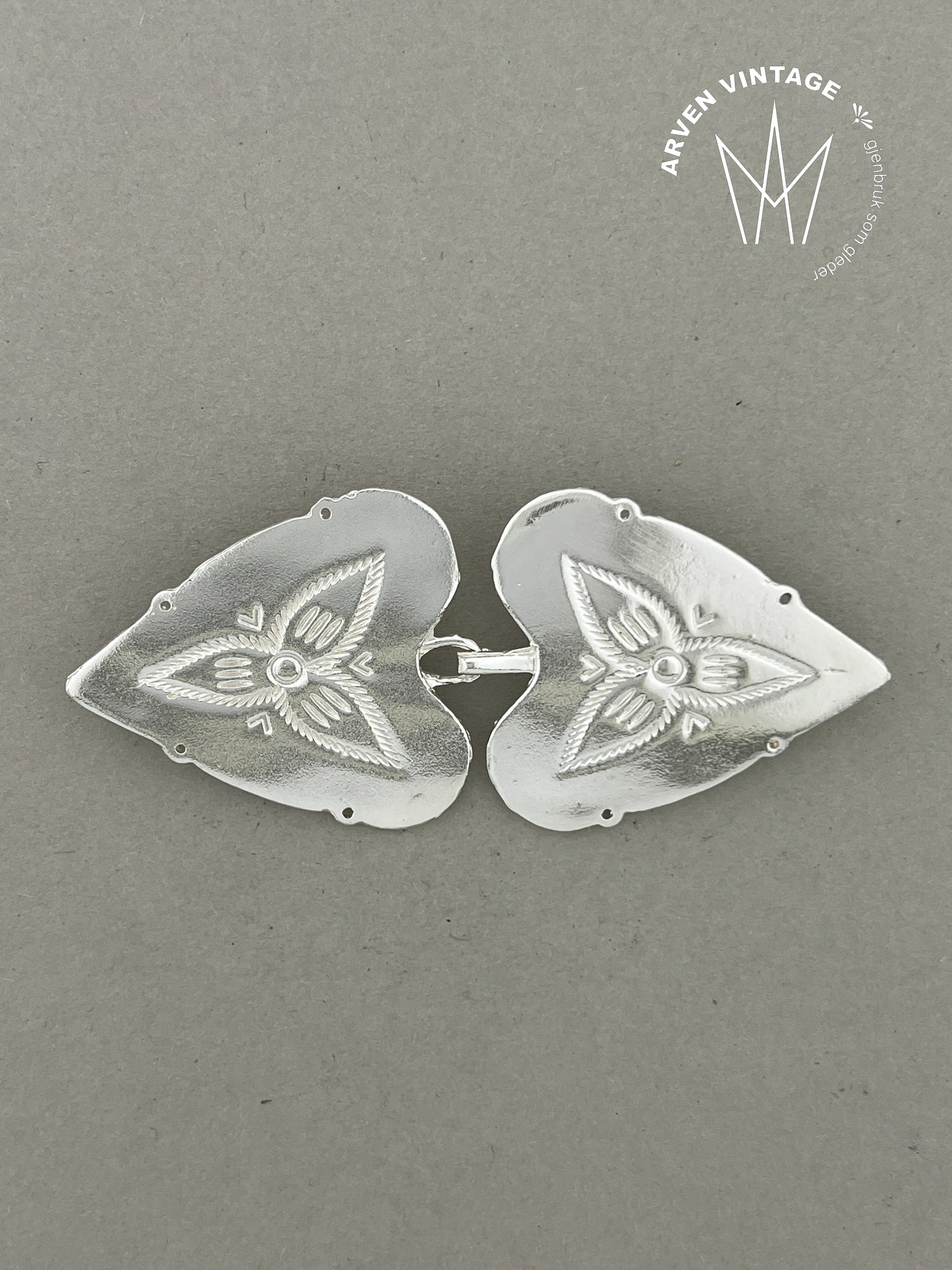 Vintage sølv besltespenne til skinnlist (par)