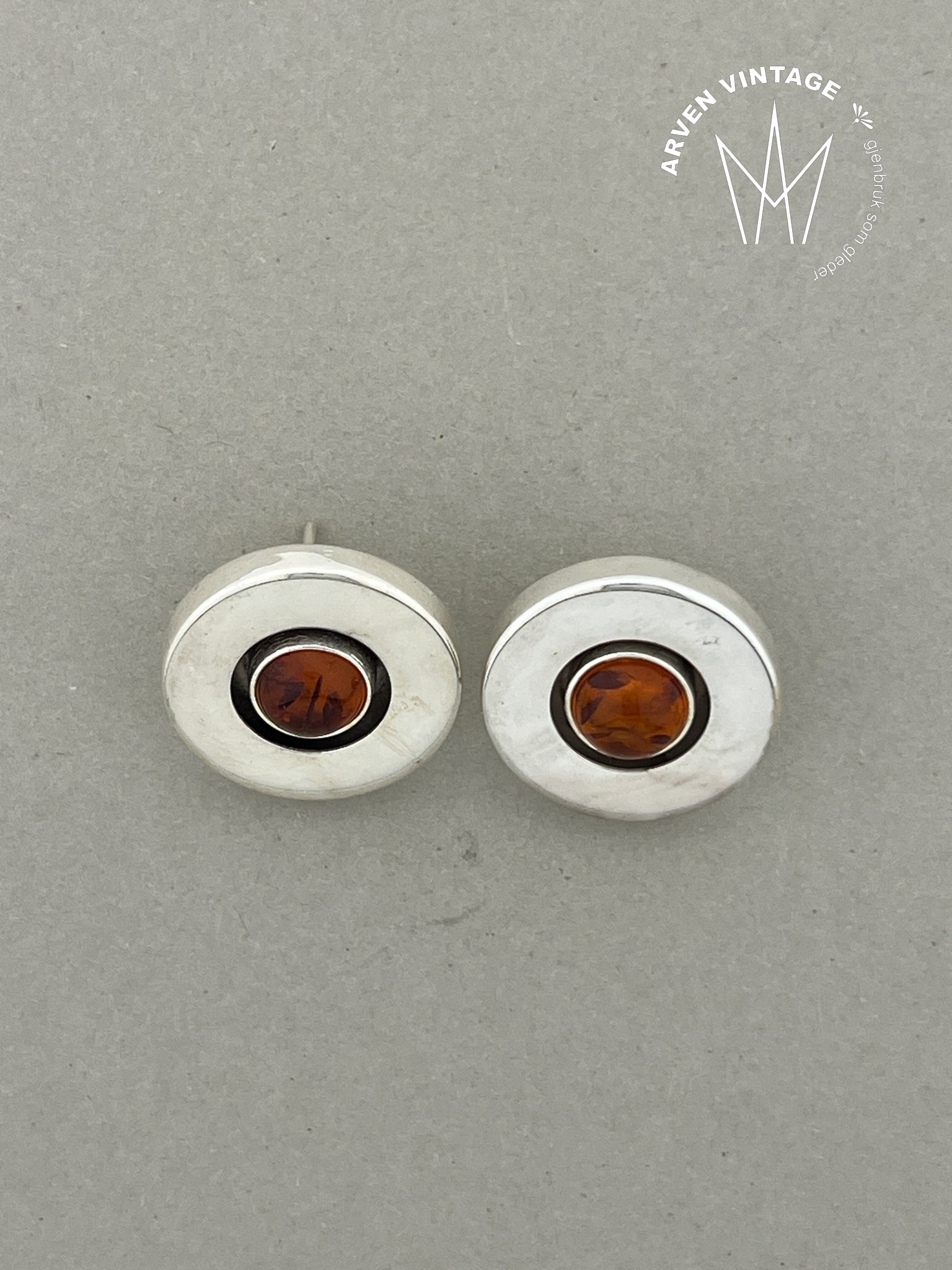 Vintage sølv ørepynt med rav