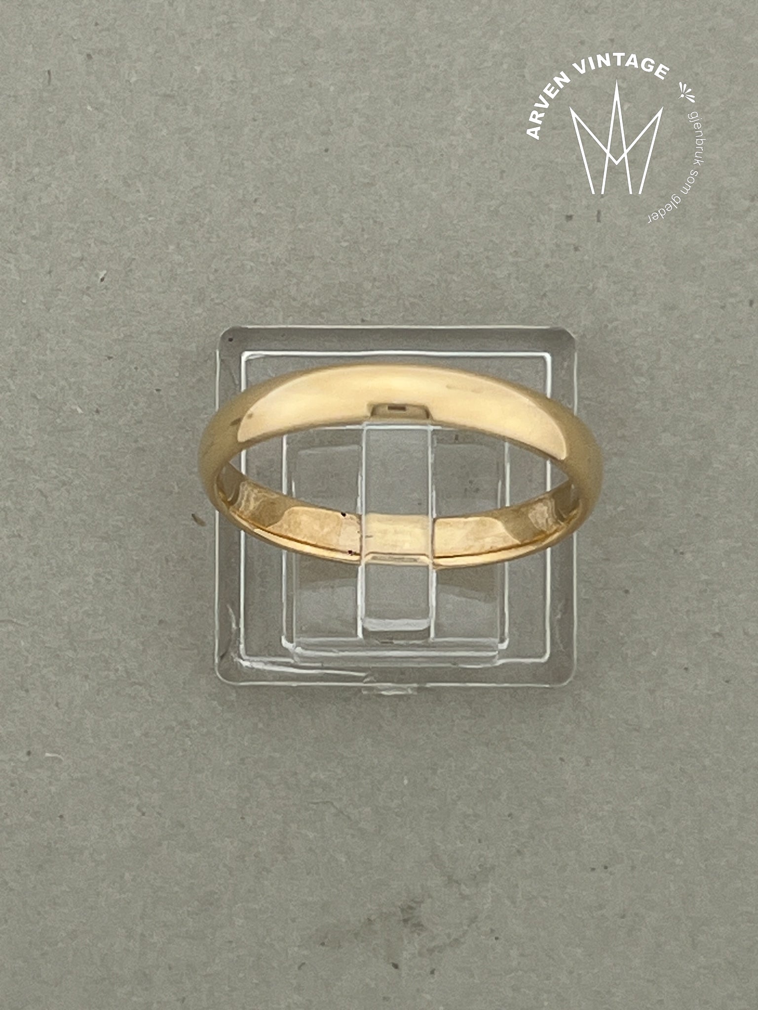 Vintage glatt ring gult gull str 62