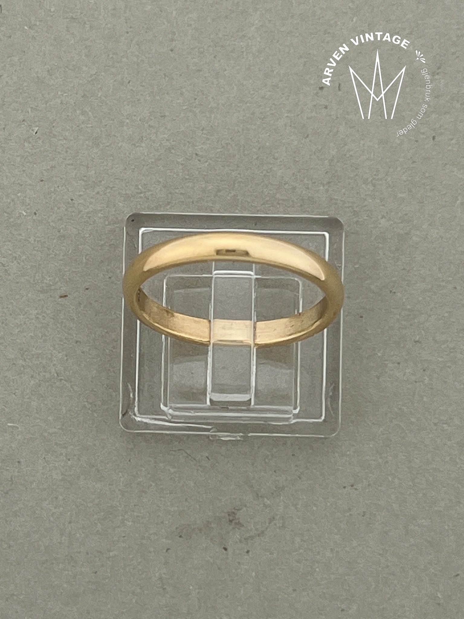 Vintage glatt ring gult gull str 54