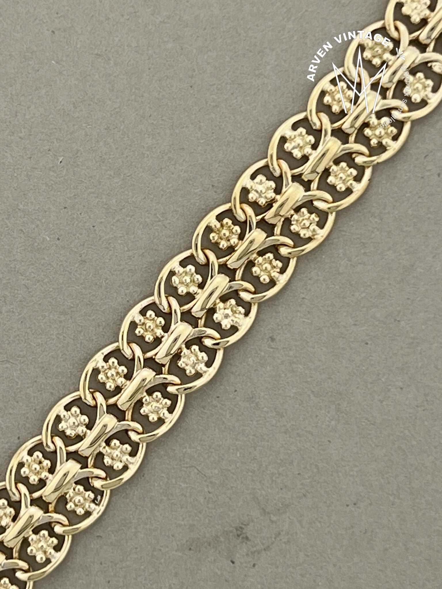 Vintage armbånd gult gull 19cm