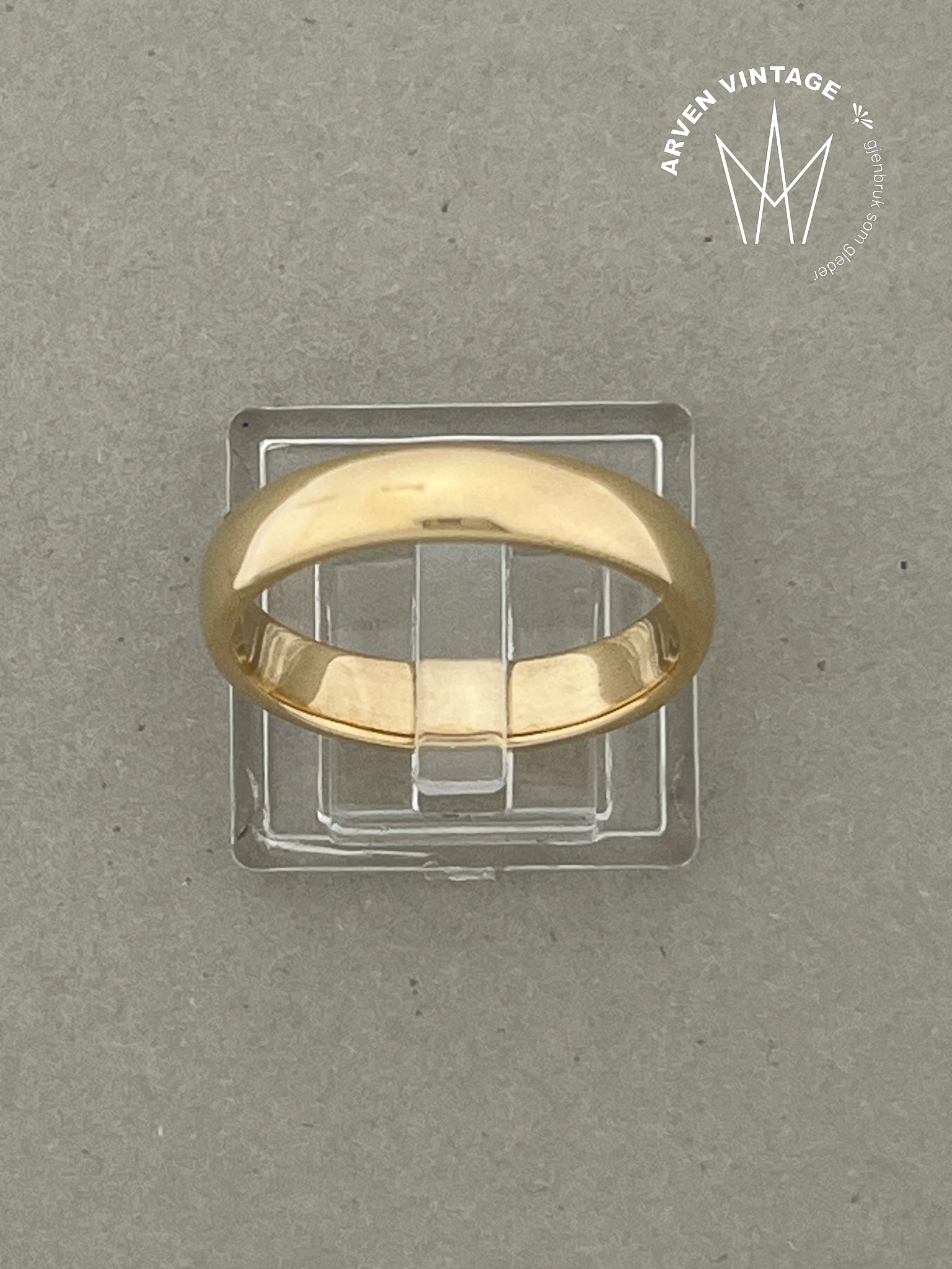 Vintage glatt ring gult gull str 59