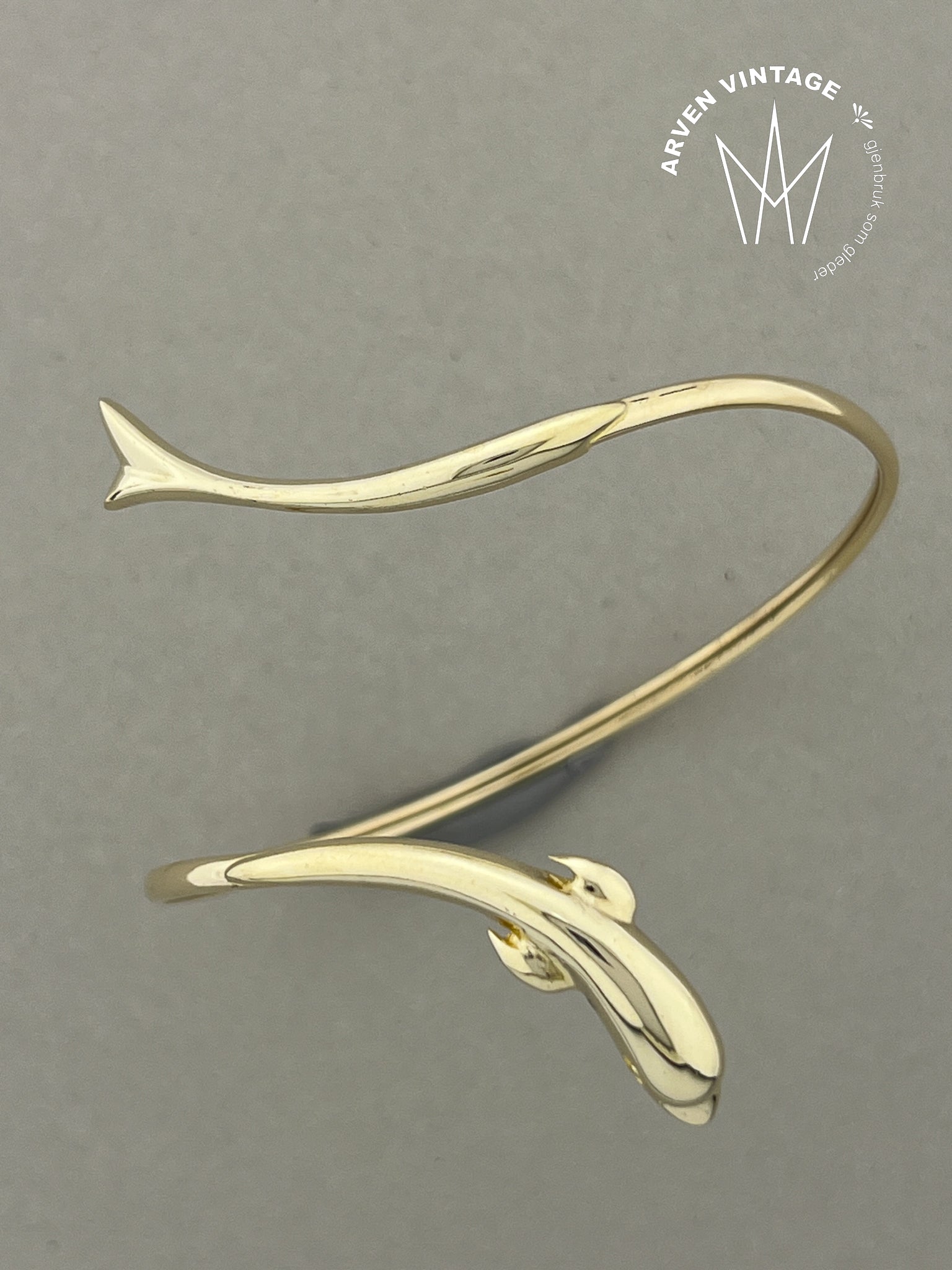 Vintage delfinarmring gult gull