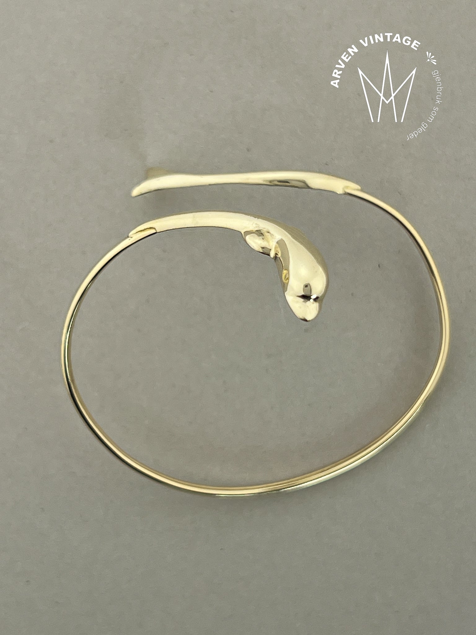 Vintage delfinarmring gult gull