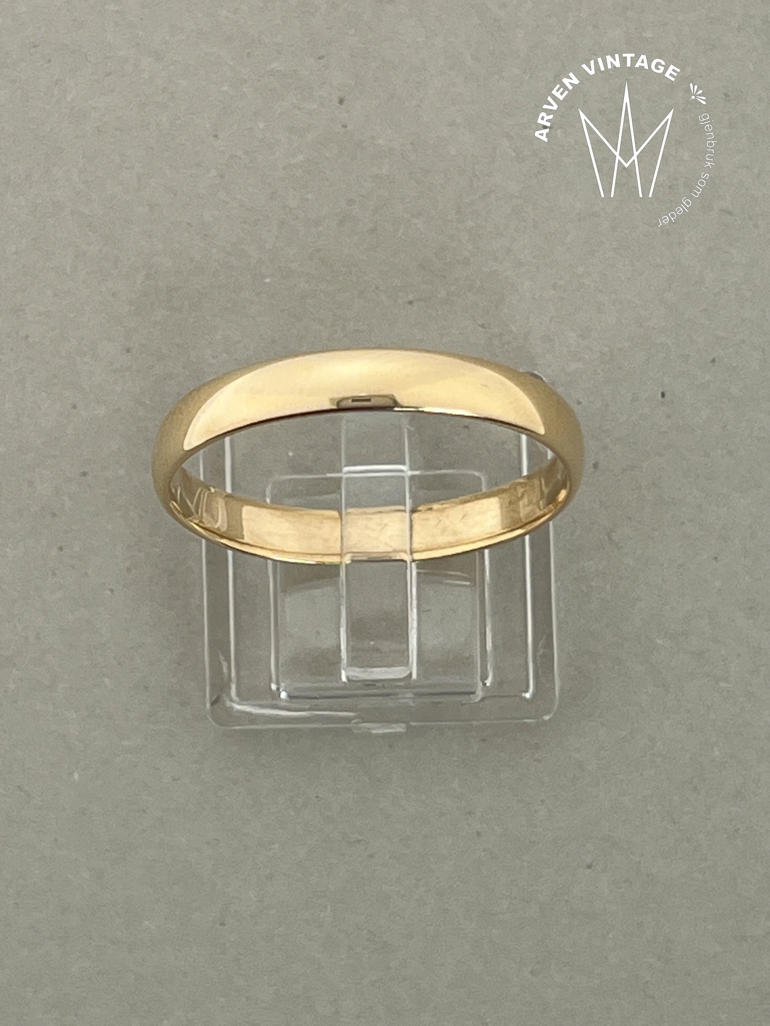 Vintage glatt ring gult gull str 70
