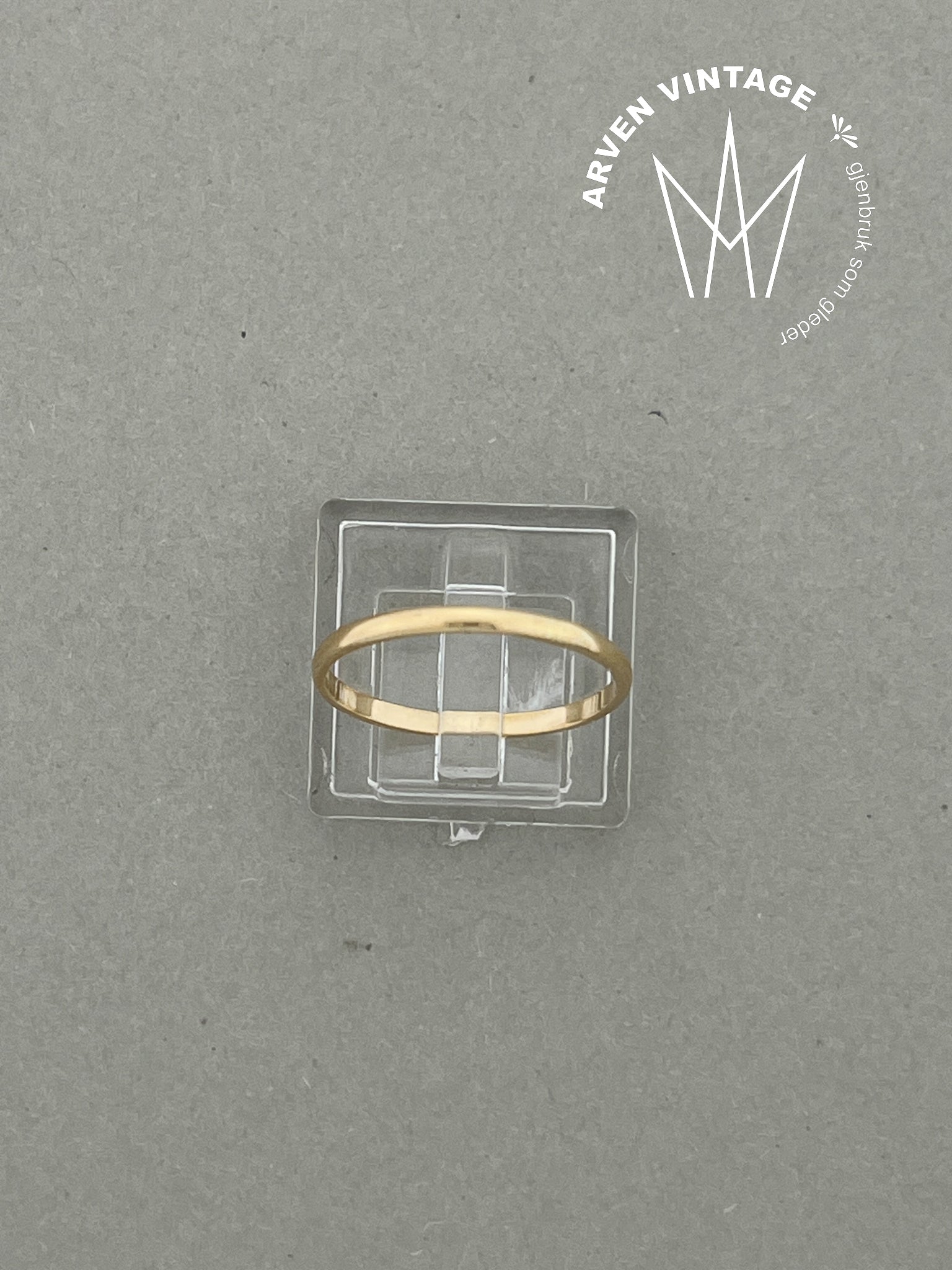 Vintage glatt ring gult gull str 57