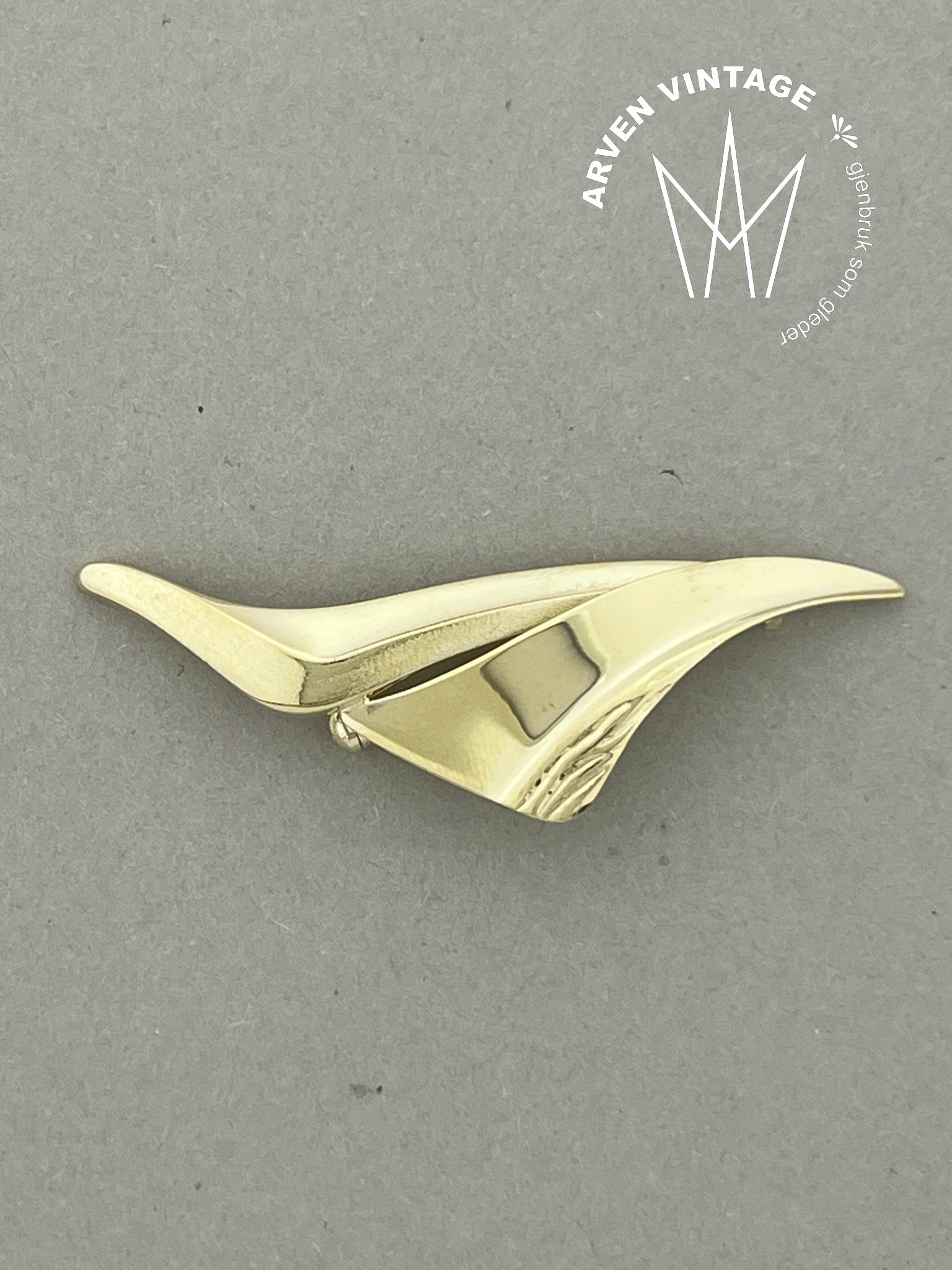 Vintage brosje gult gull