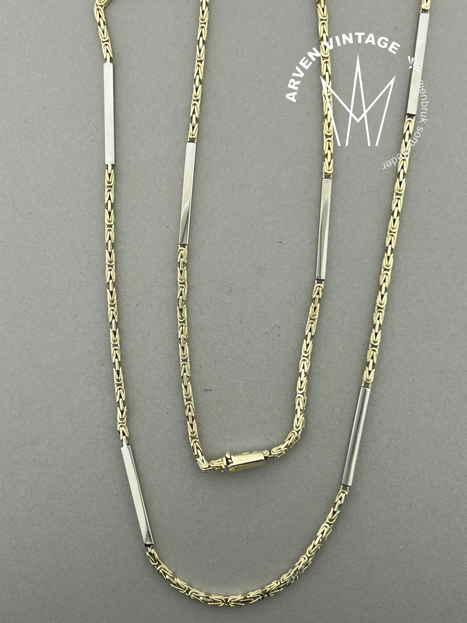 Vintage halskjede gult gull 80cm