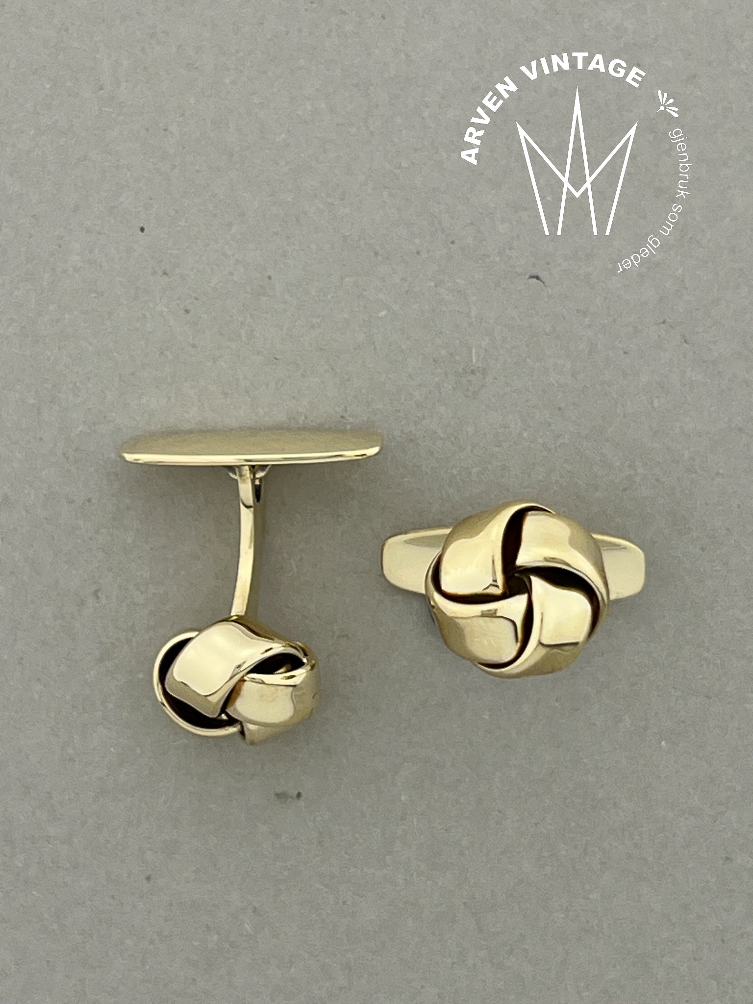 Vintage rmansjettknapper gult gull