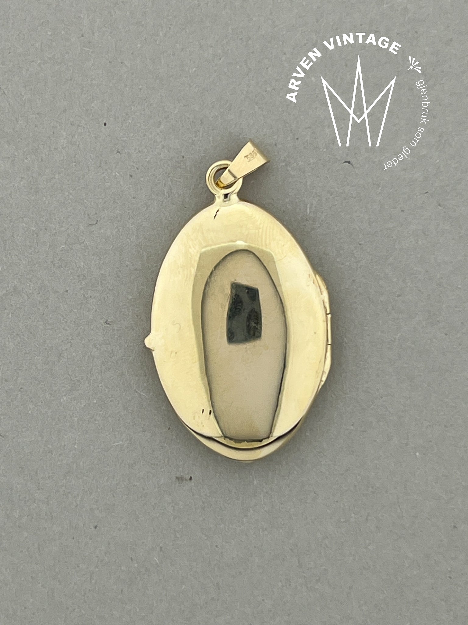 Vintage medlaljonganheng gult gull