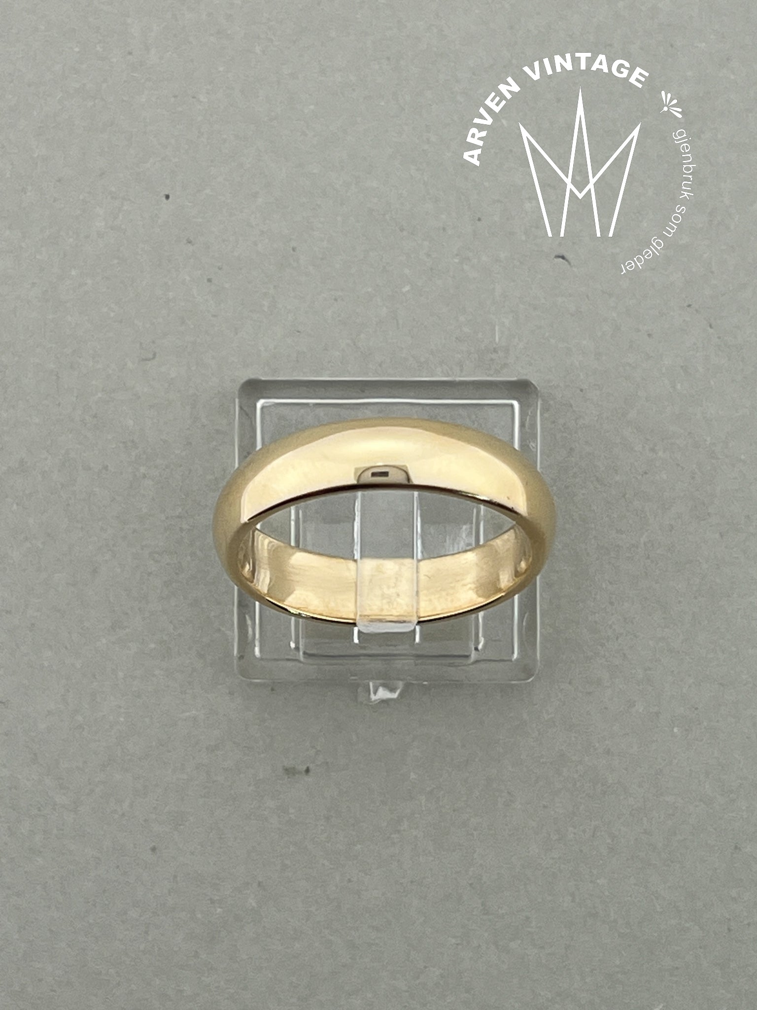 Vintage glatt ring gult gull str 59