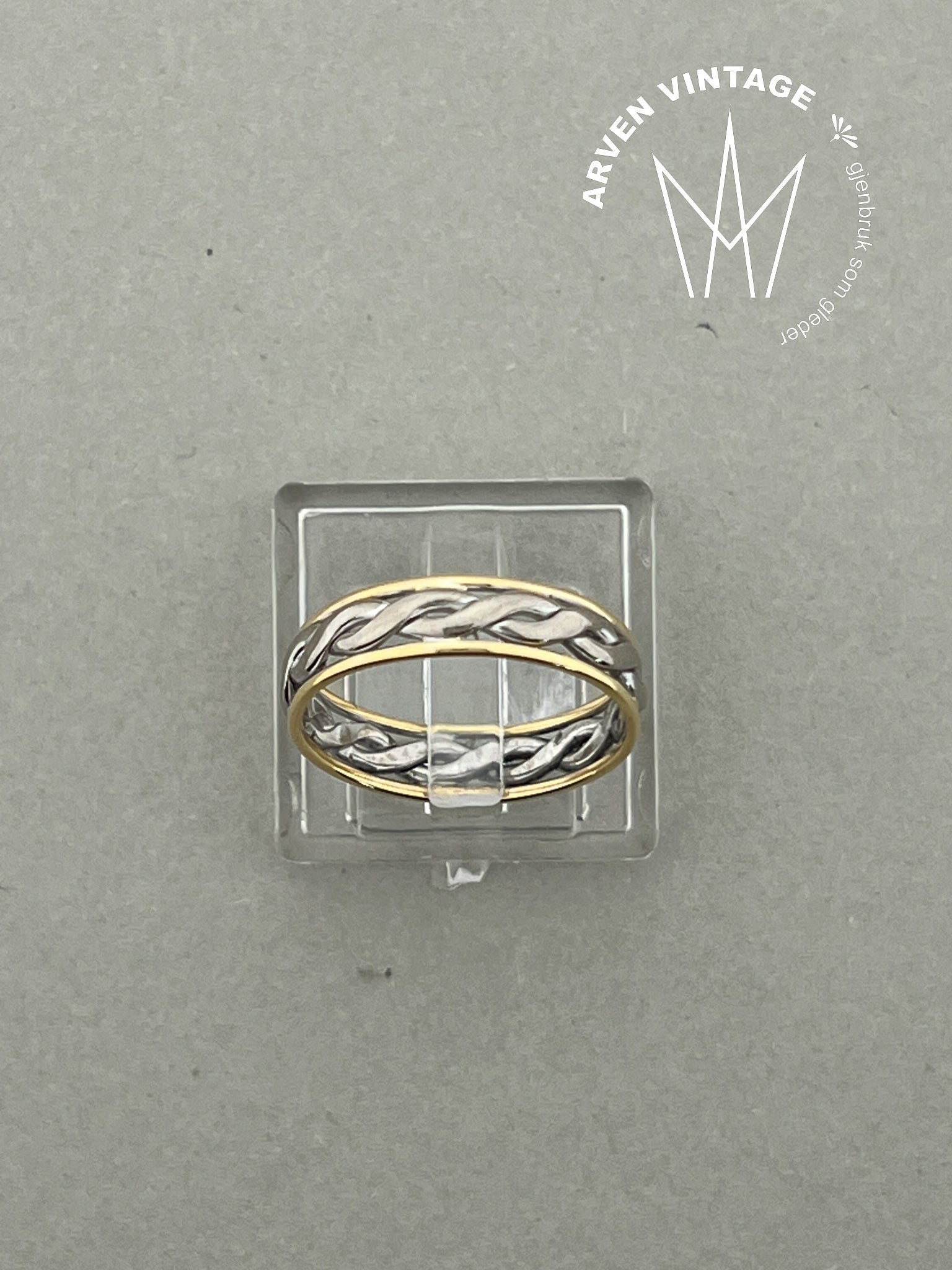 Vintage ring gult og hvitt gull str 53