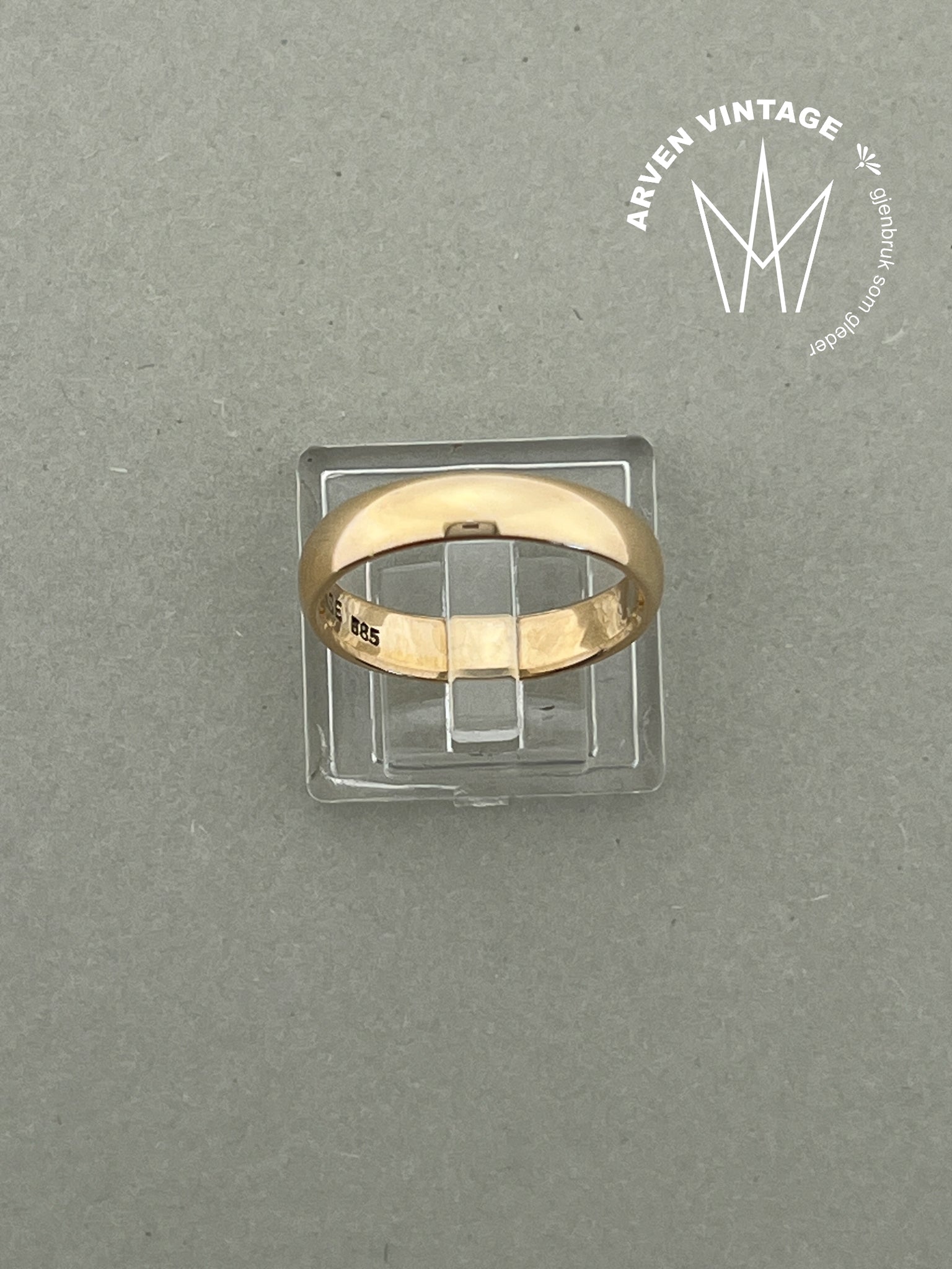 Vintage glatt ring gult gull str55